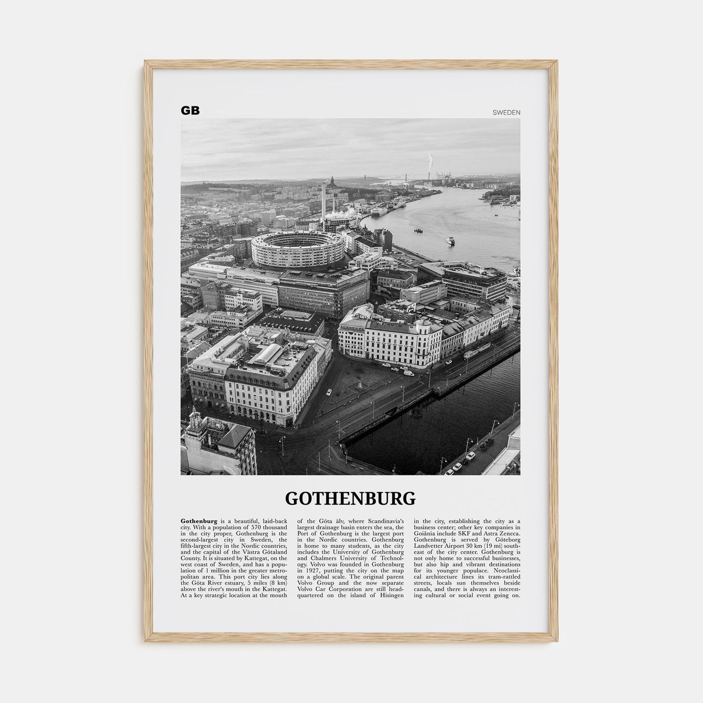 Gothenburg Travel B&W Poster