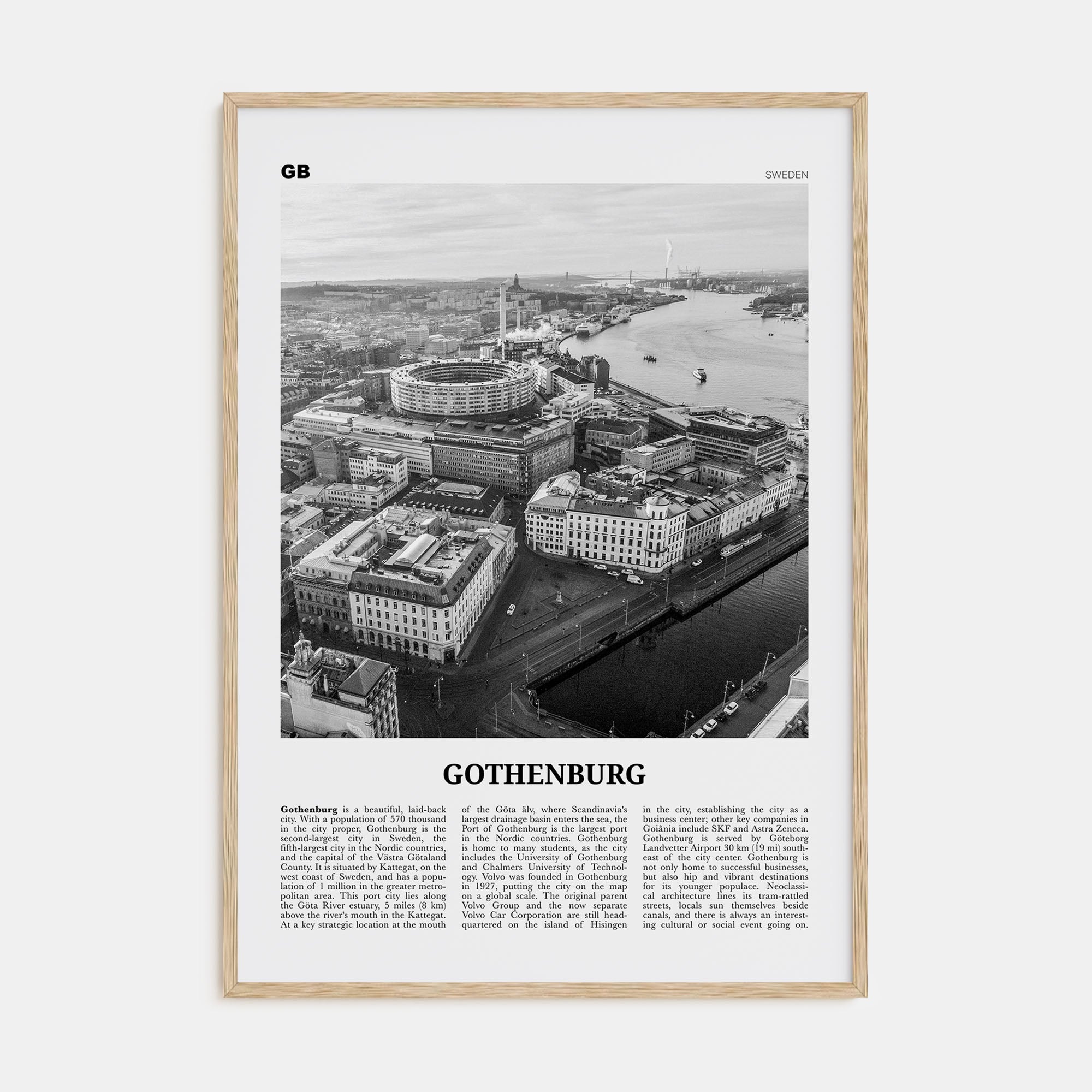 Gothenburg Travel B&W Poster