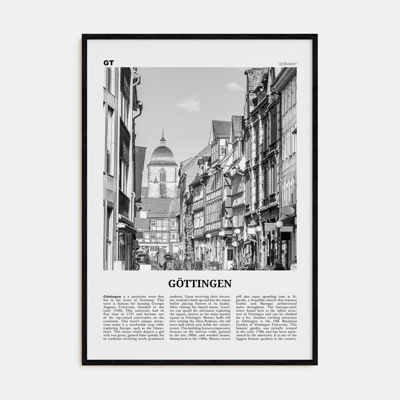 Göttingen Travel B&W Poster