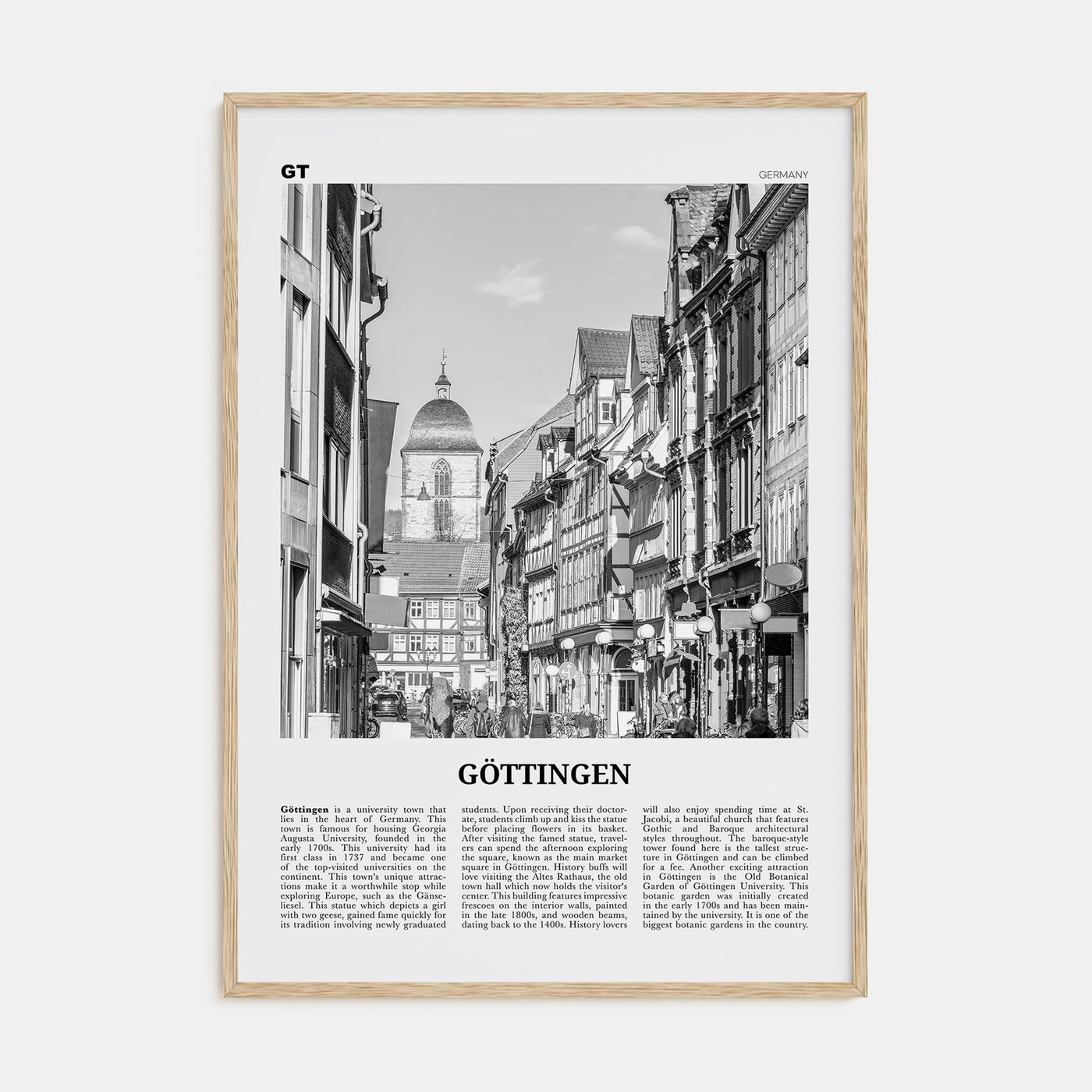 Göttingen Travel B&W Poster