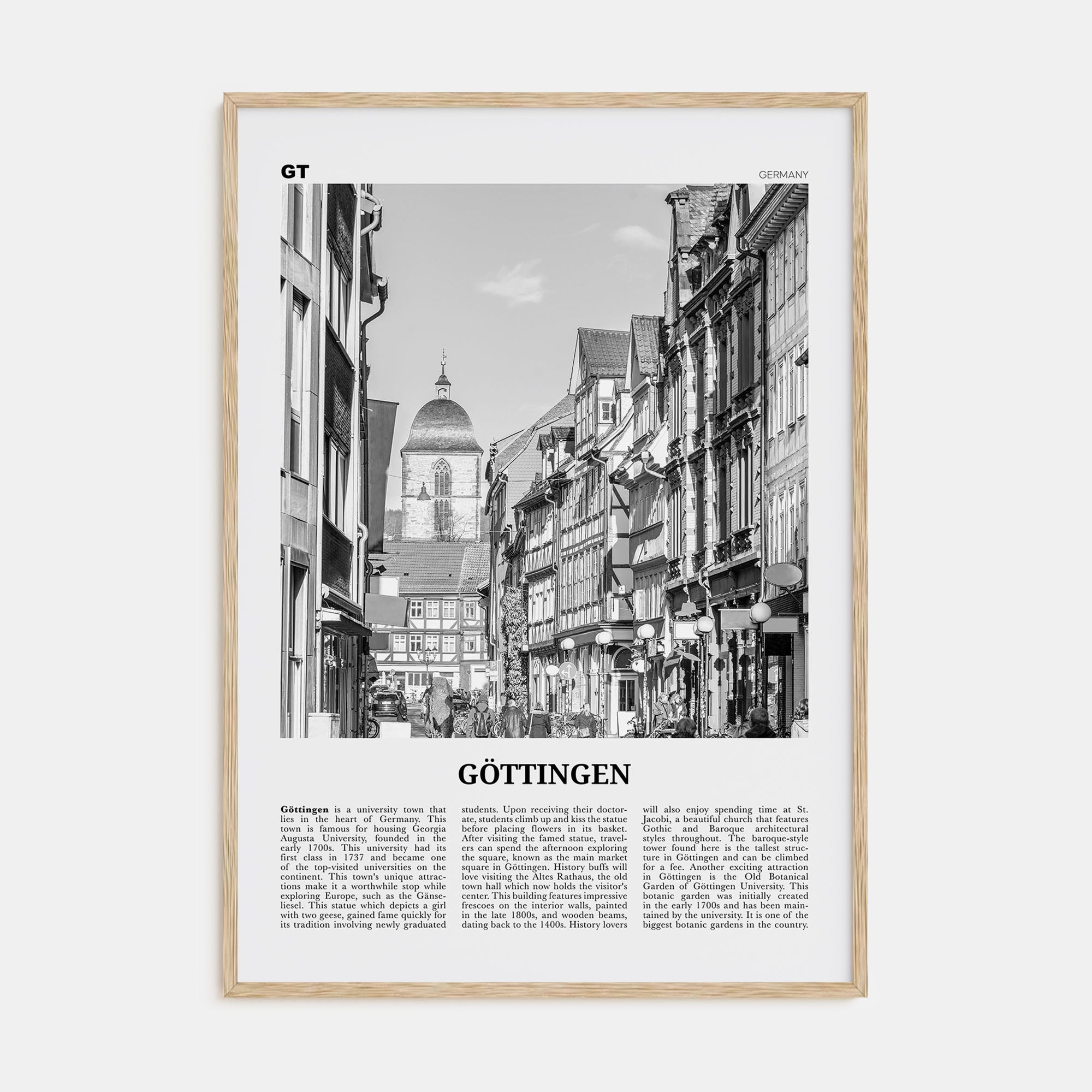 Göttingen Travel B&W Poster