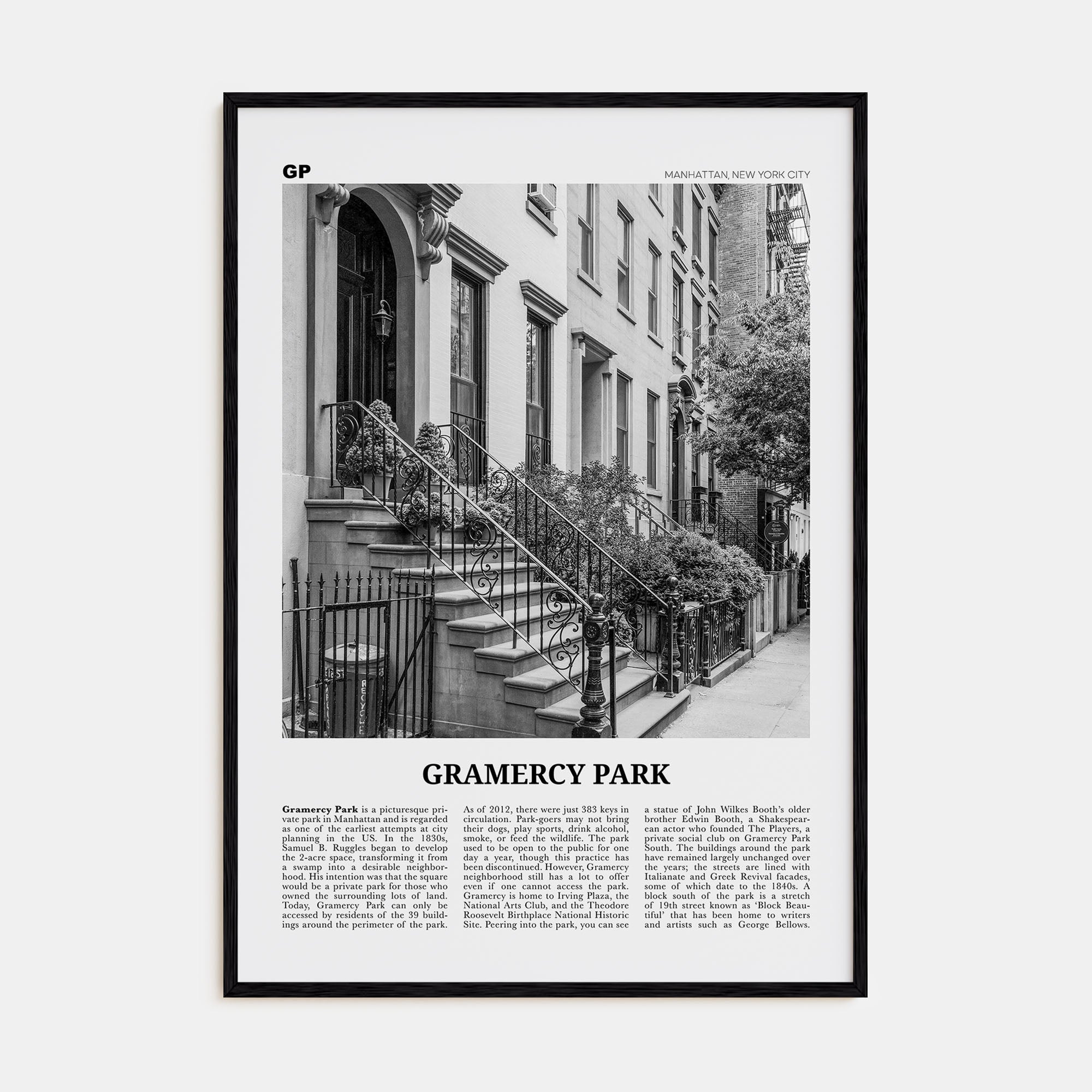 Gramercy Park Travel B&W Poster