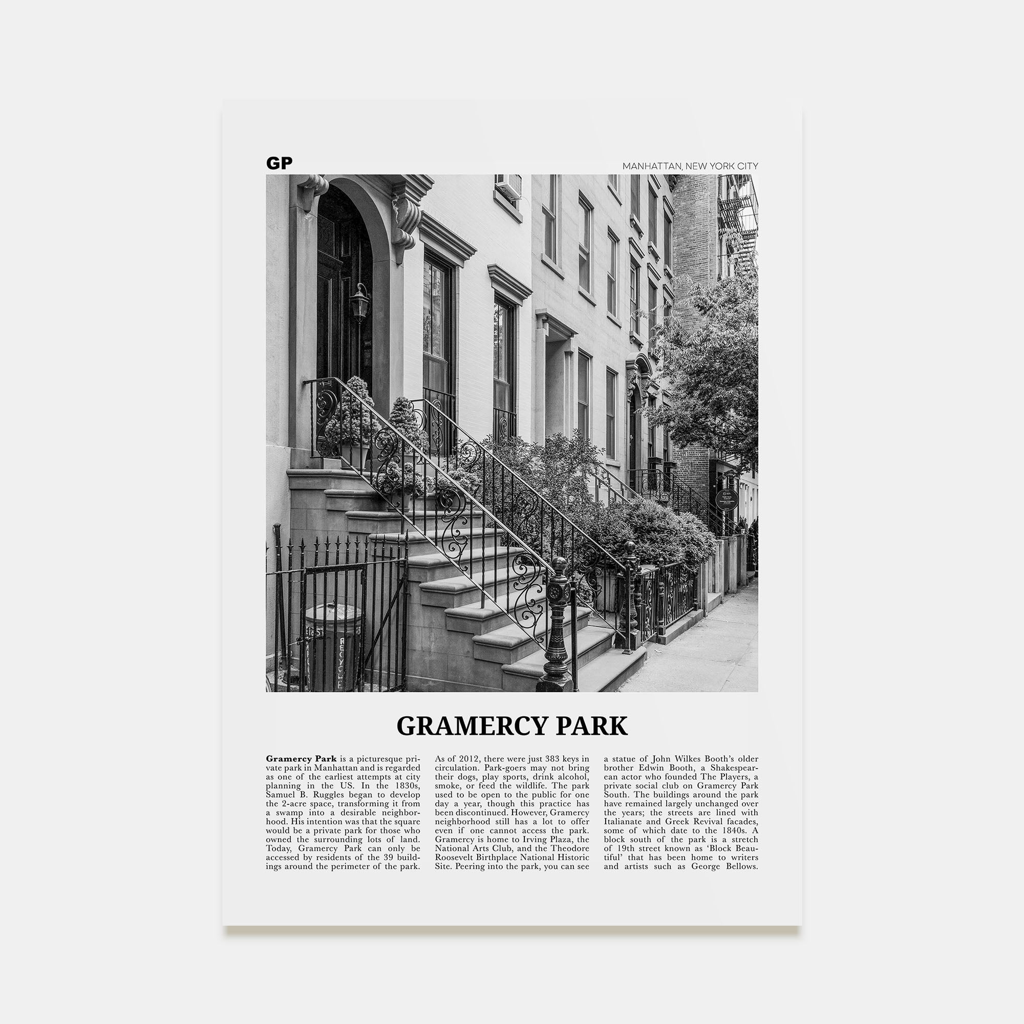 Gramercy Park Travel B&W Poster