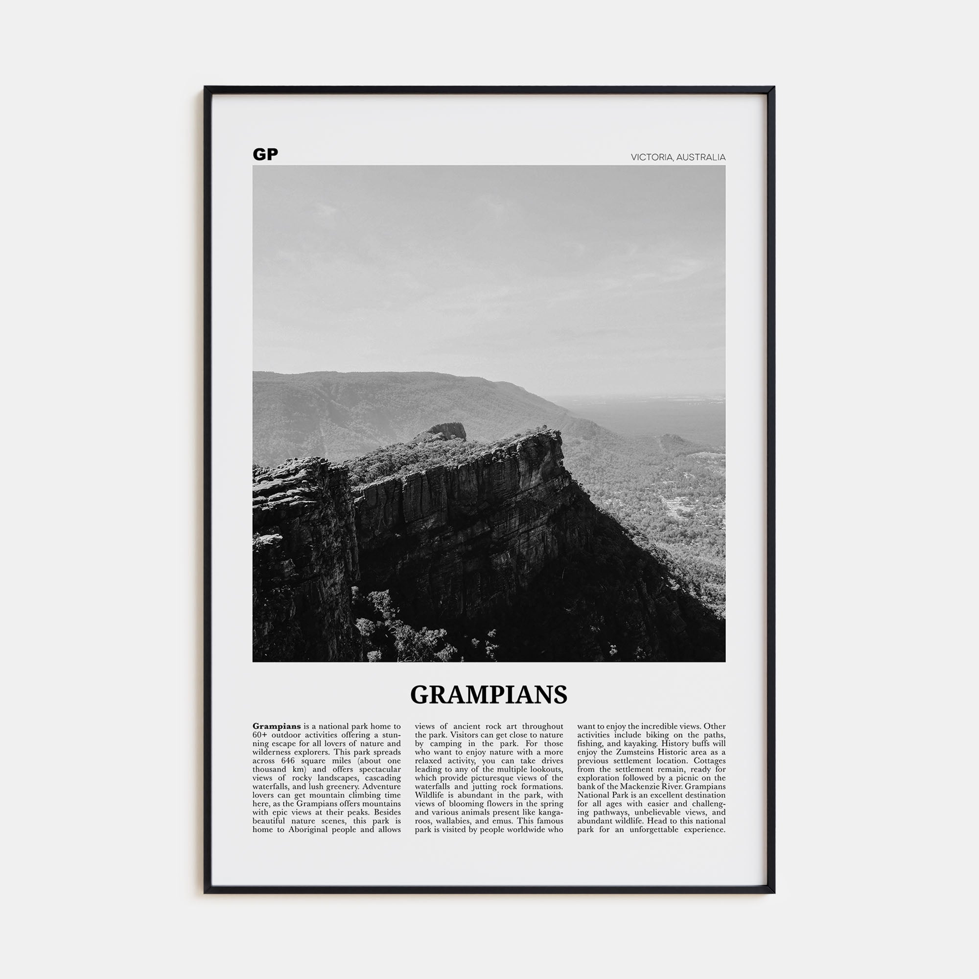 Grampians National Park Travel B&W Poster