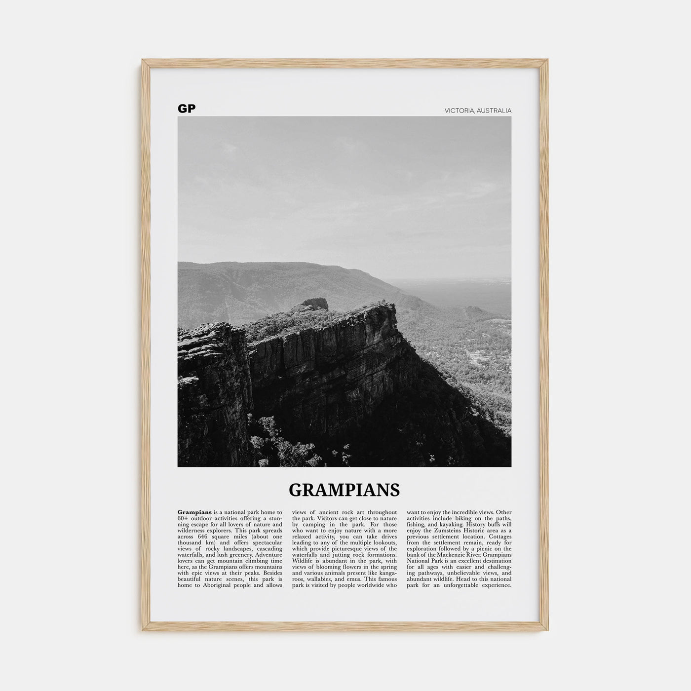 Grampians National Park Travel B&W Poster