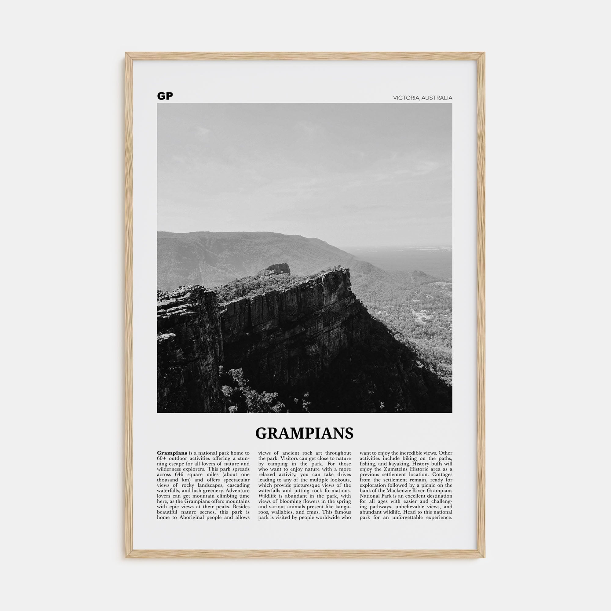 Grampians National Park Travel B&W Poster