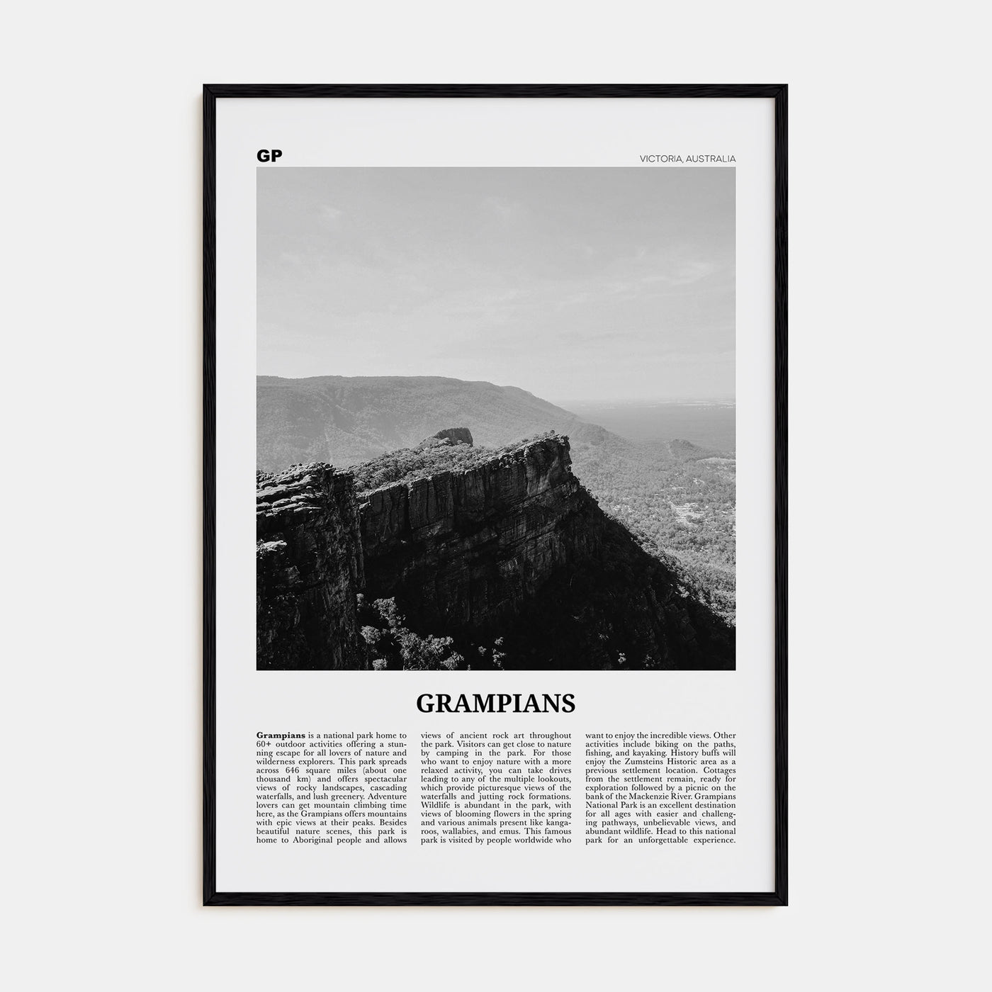 Grampians National Park Travel B&W Poster