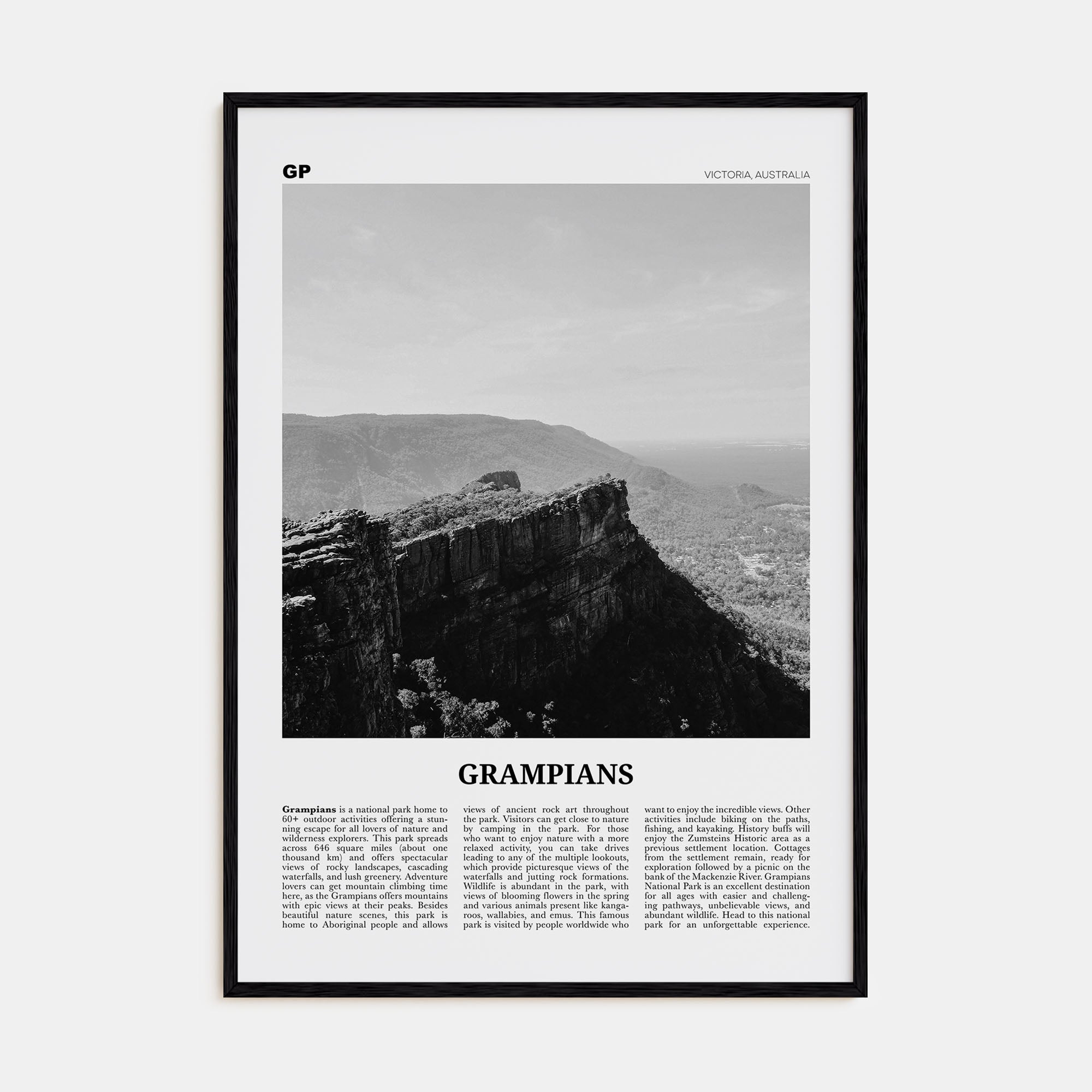 Grampians National Park Travel B&W Poster