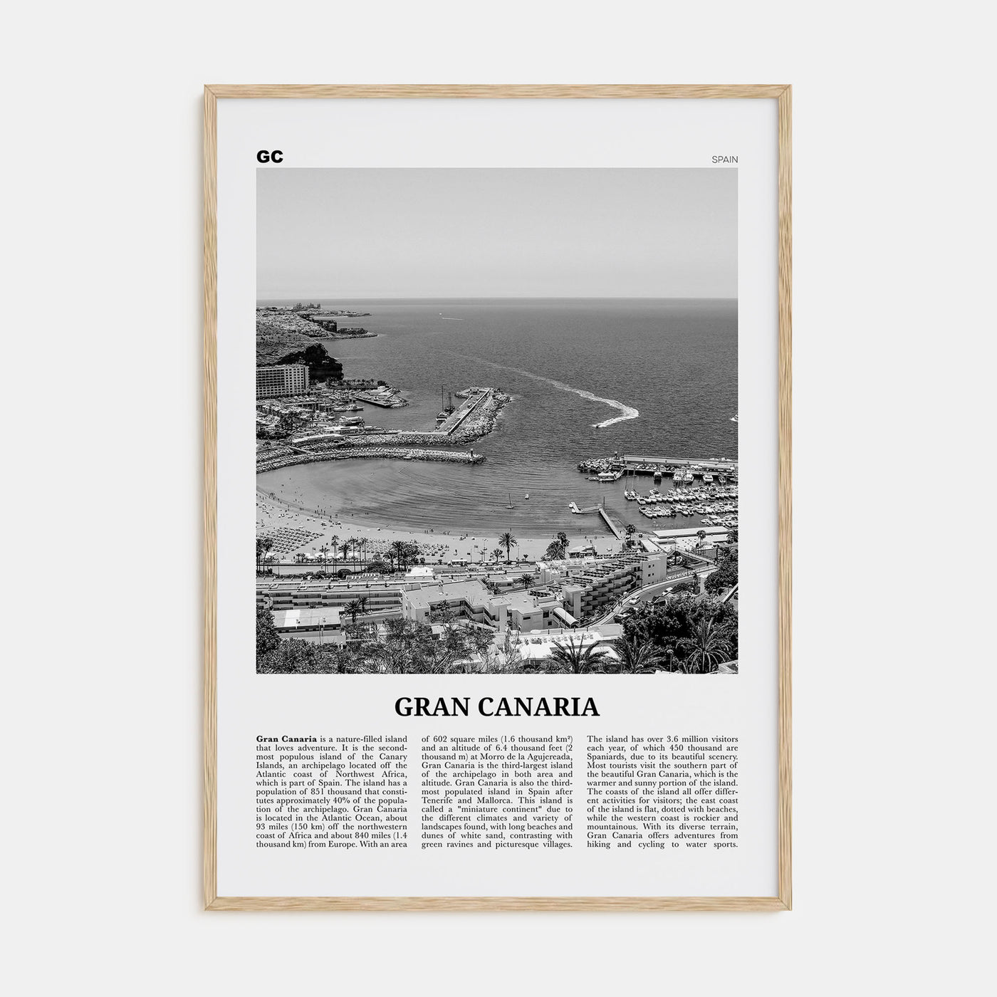 Gran Canaria Travel B&W Poster