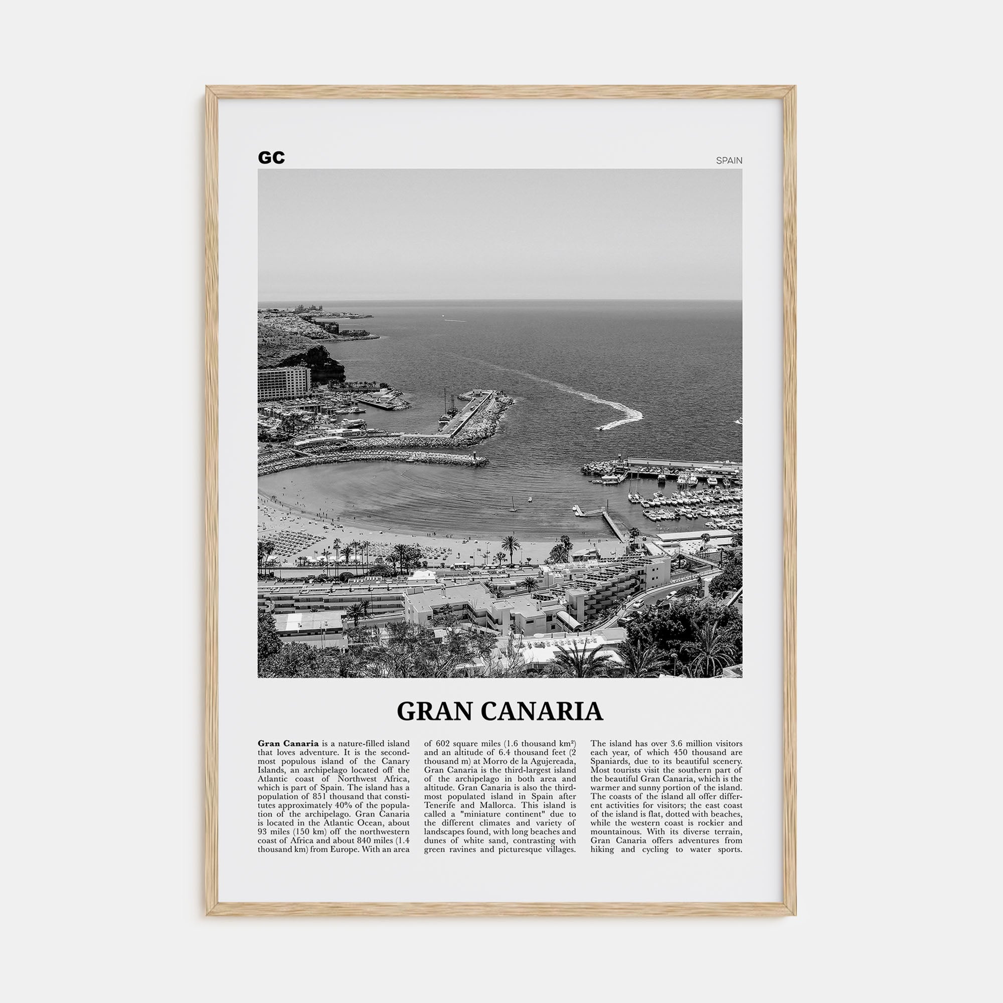 Gran Canaria Travel B&W Poster