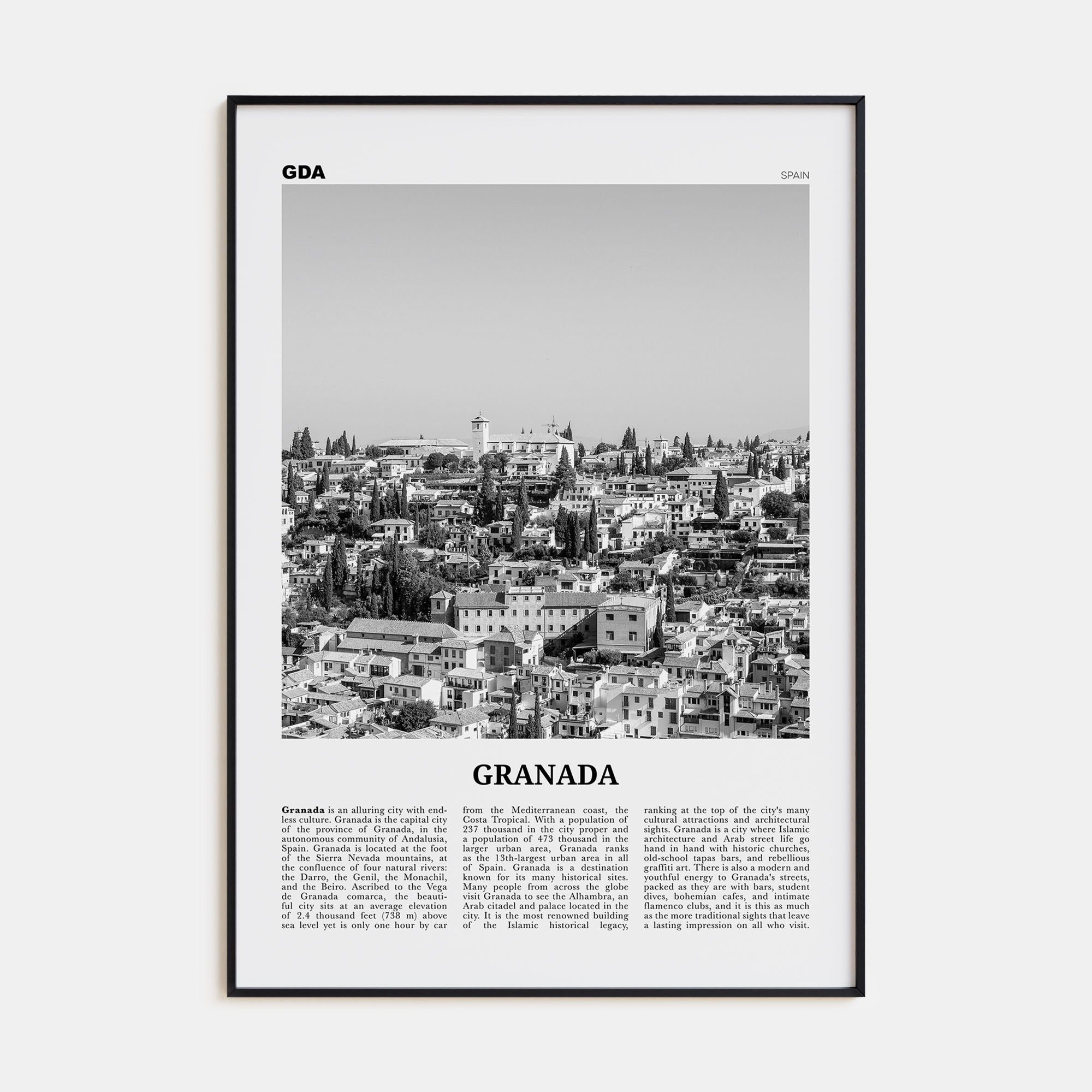 Granada Travel B&W No 1 Poster