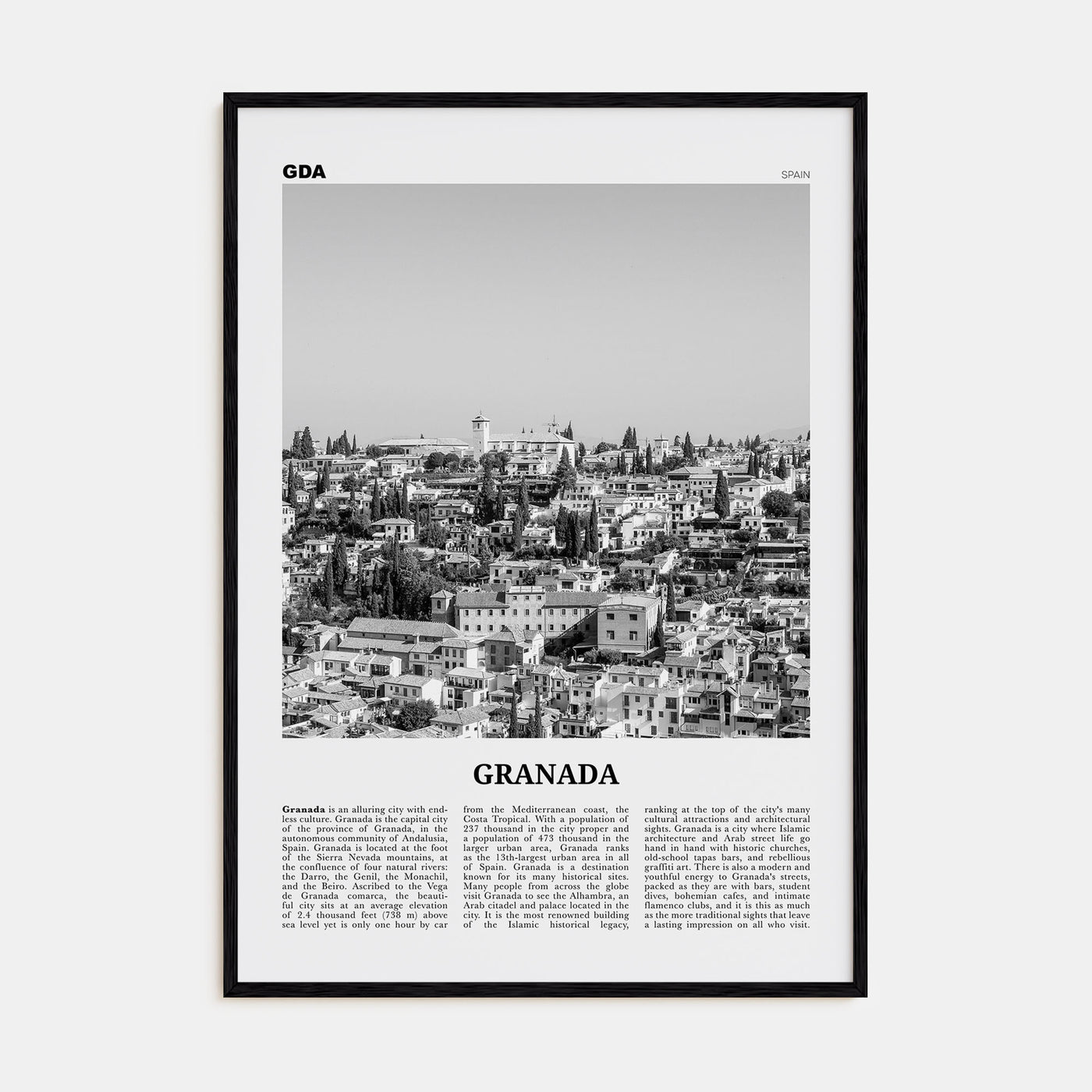 Granada Travel B&W No 1 Poster