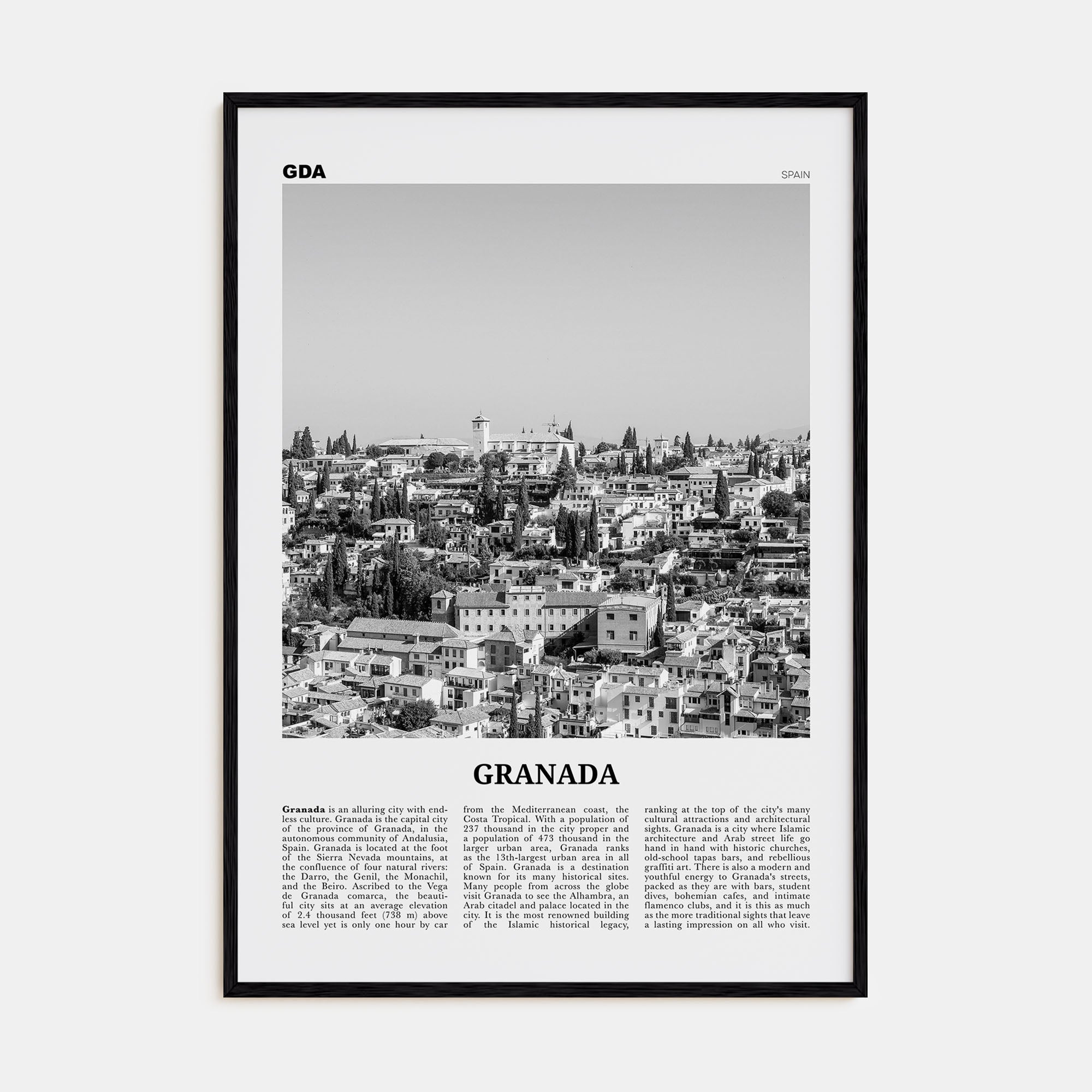 Granada Travel B&W No 1 Poster