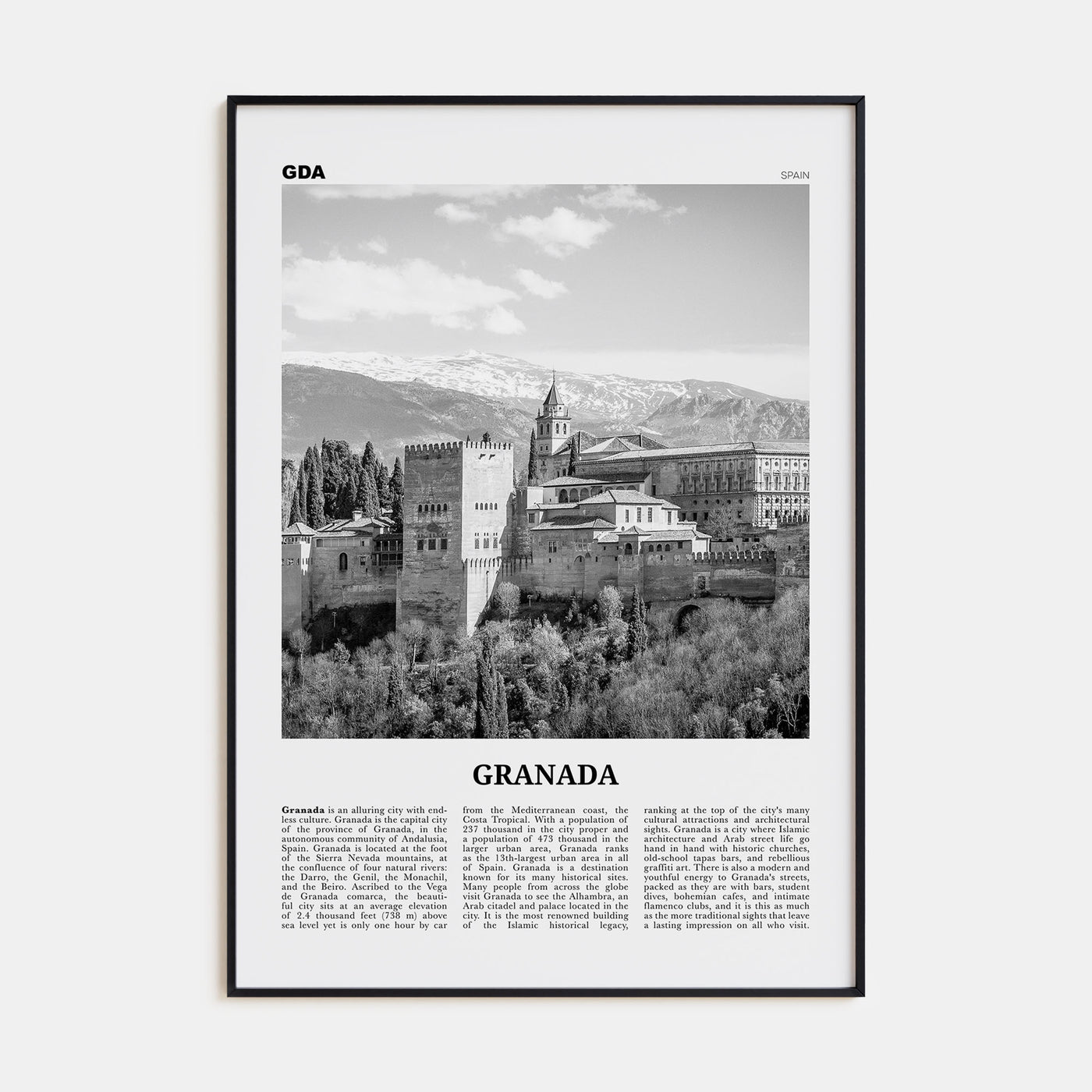 Granada Travel B&W No 2 Poster