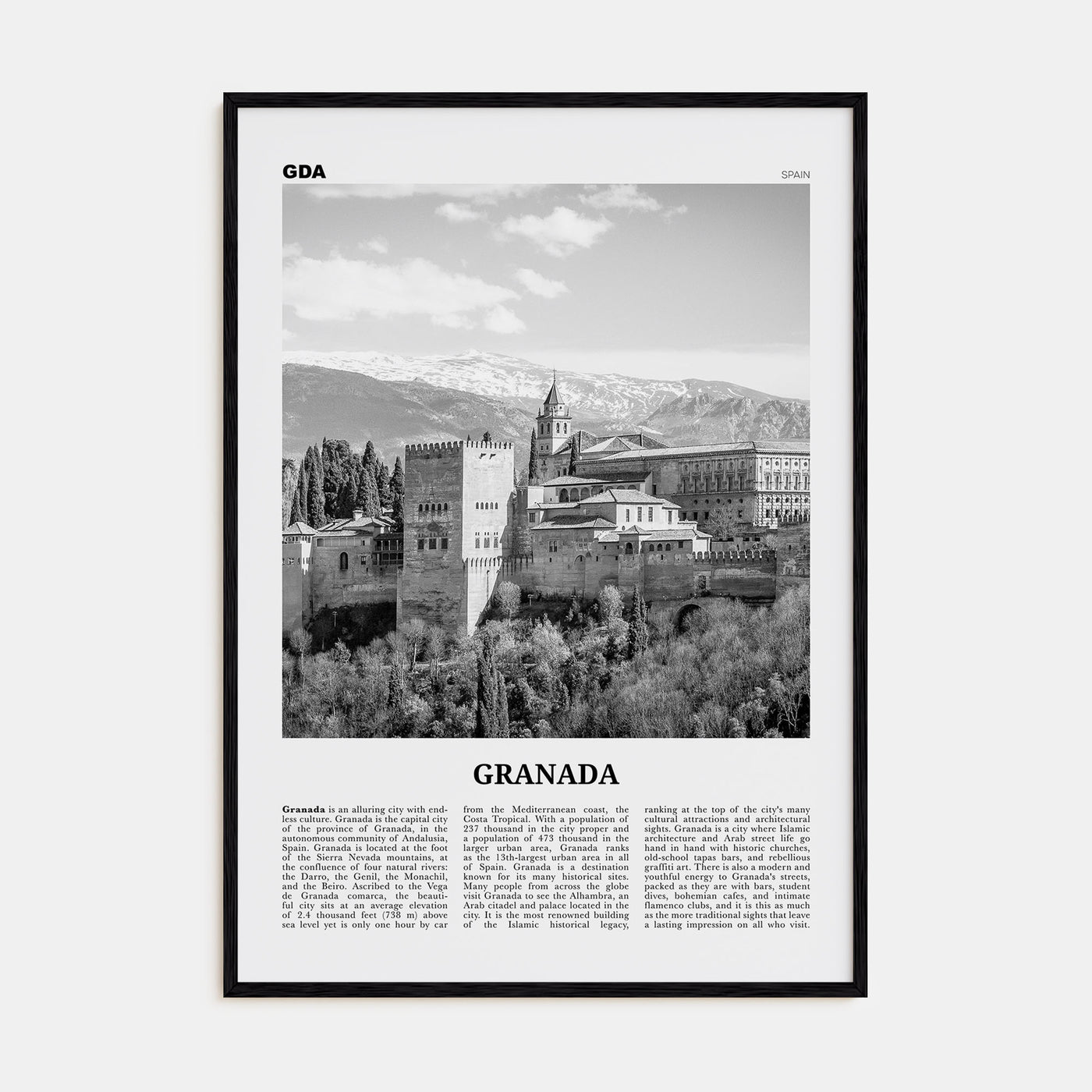 Granada Travel B&W No 2 Poster