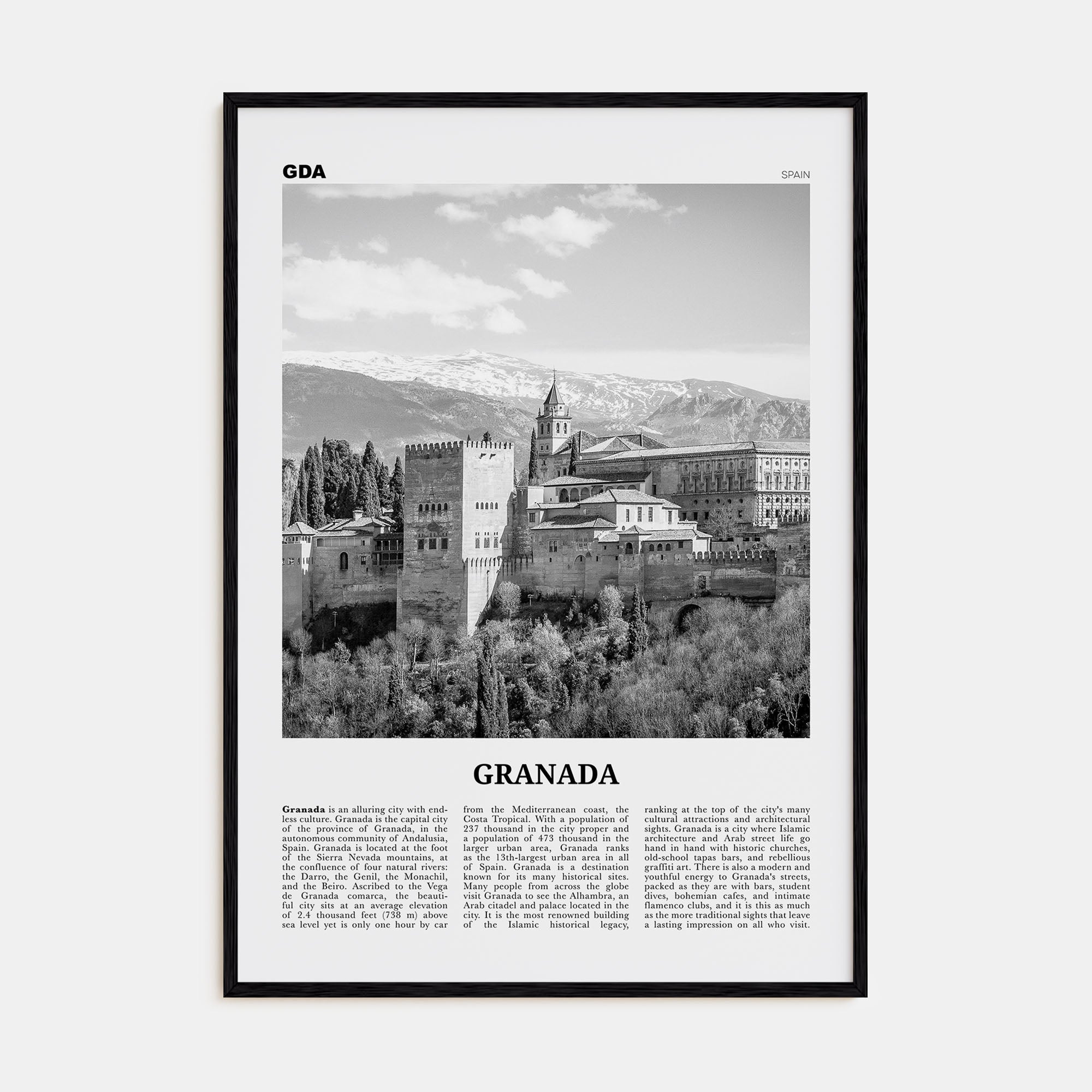 Granada Travel B&W No 2 Poster