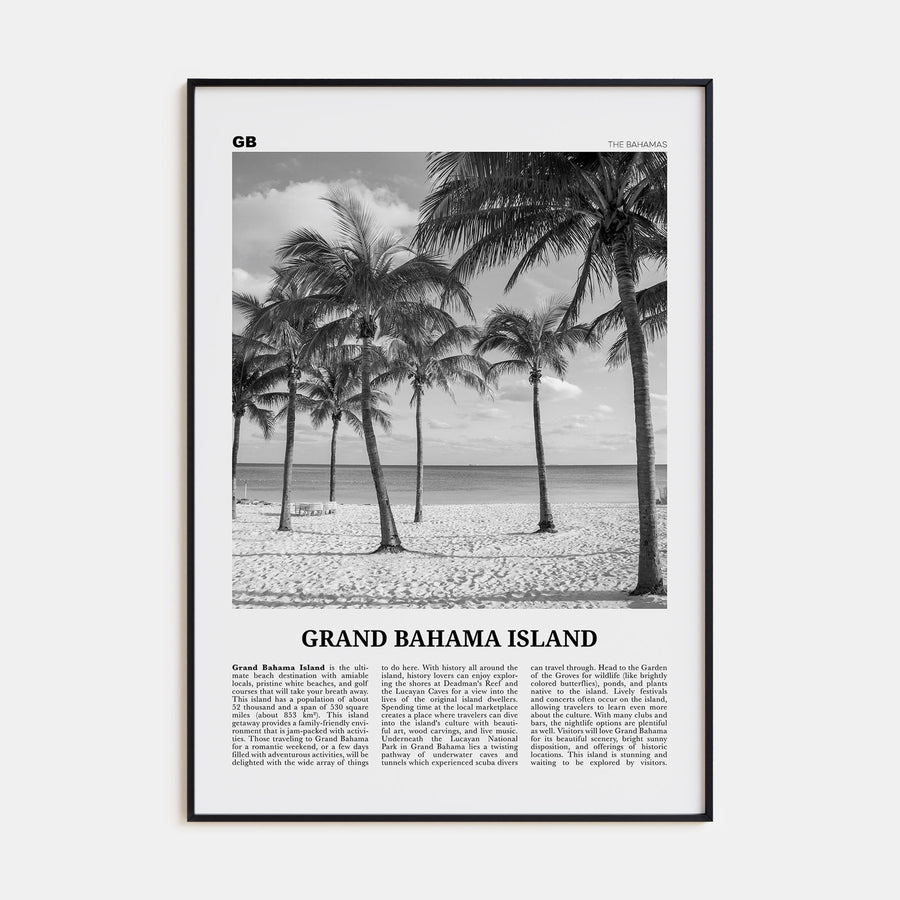 Grand Bahama Island Travel B&W Poster
