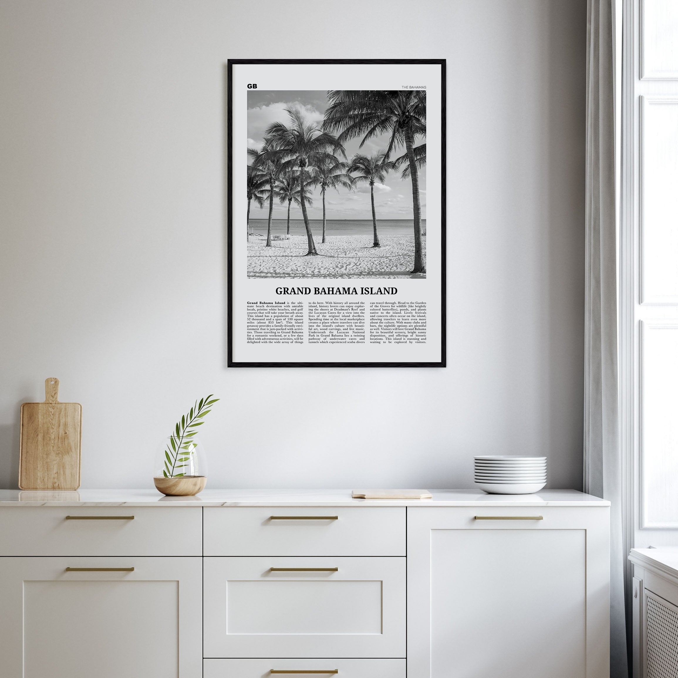Grand Bahama Island Travel B&W Poster