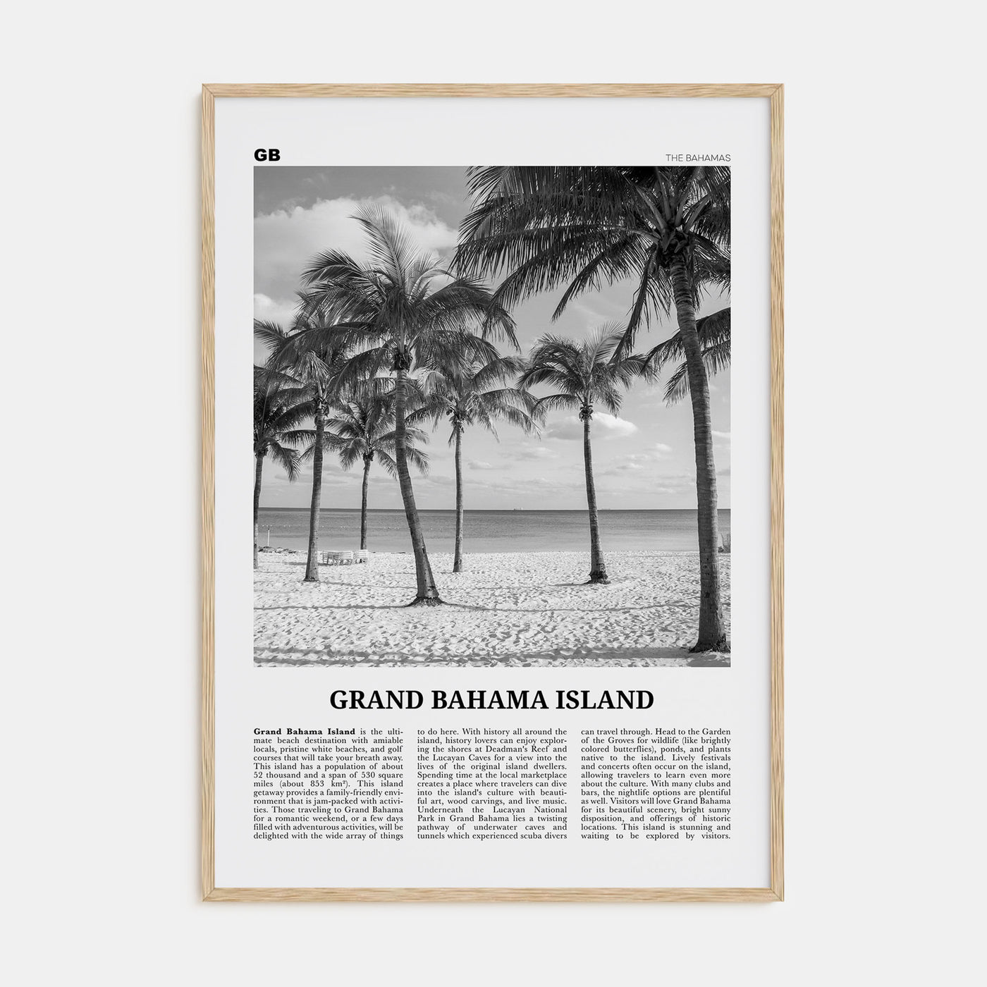 Grand Bahama Island Travel B&W Poster