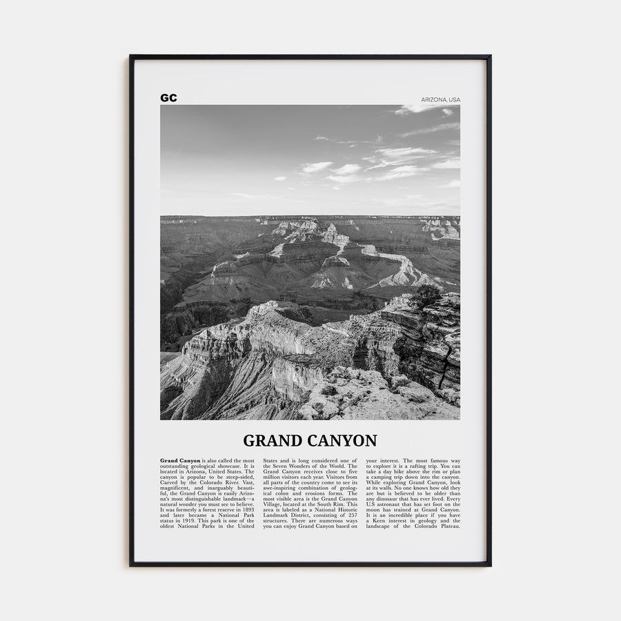 Grand Canyon Travel B&W Poster