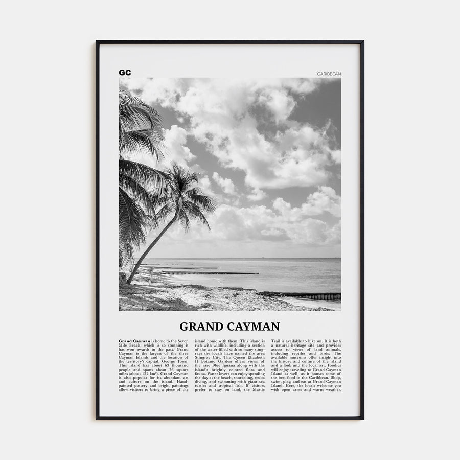 Grand Cayman Travel B&W Poster
