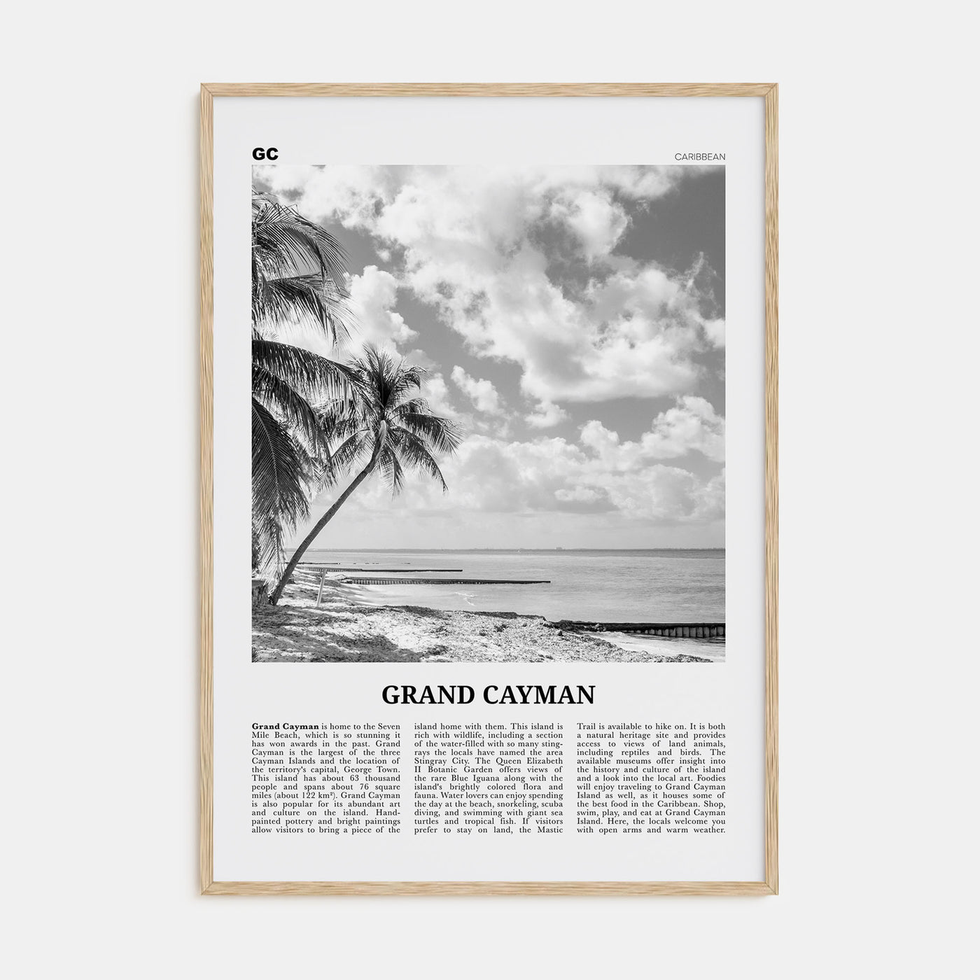 Grand Cayman Travel B&W Poster