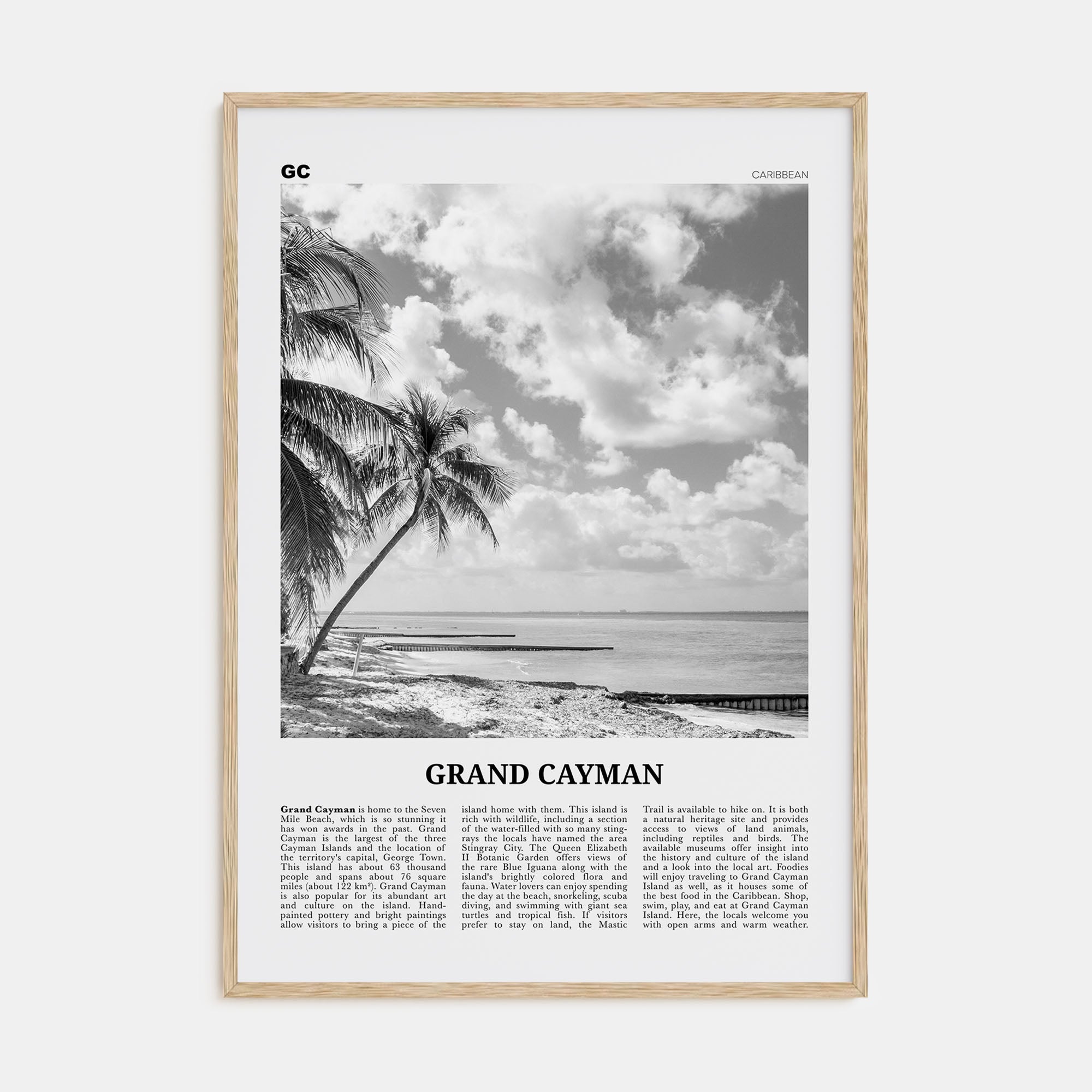 Grand Cayman Travel B&W Poster