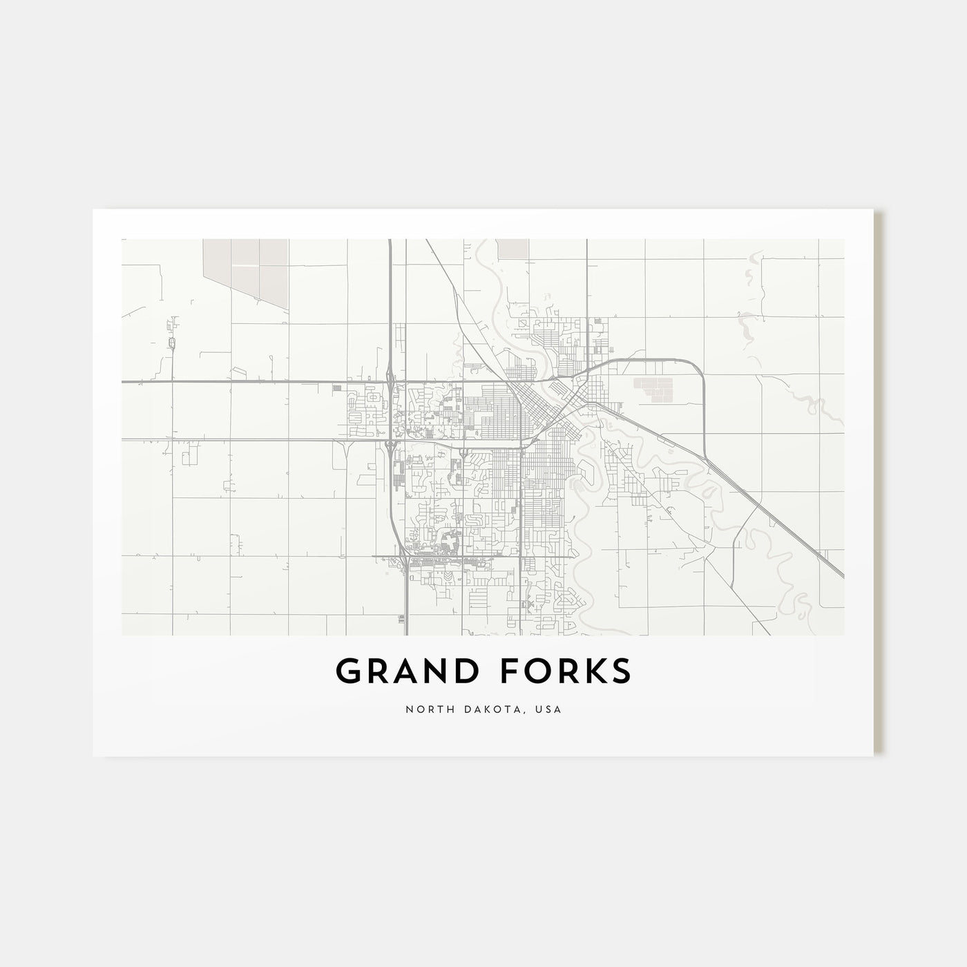 Grand Forks Map Landscape Poster