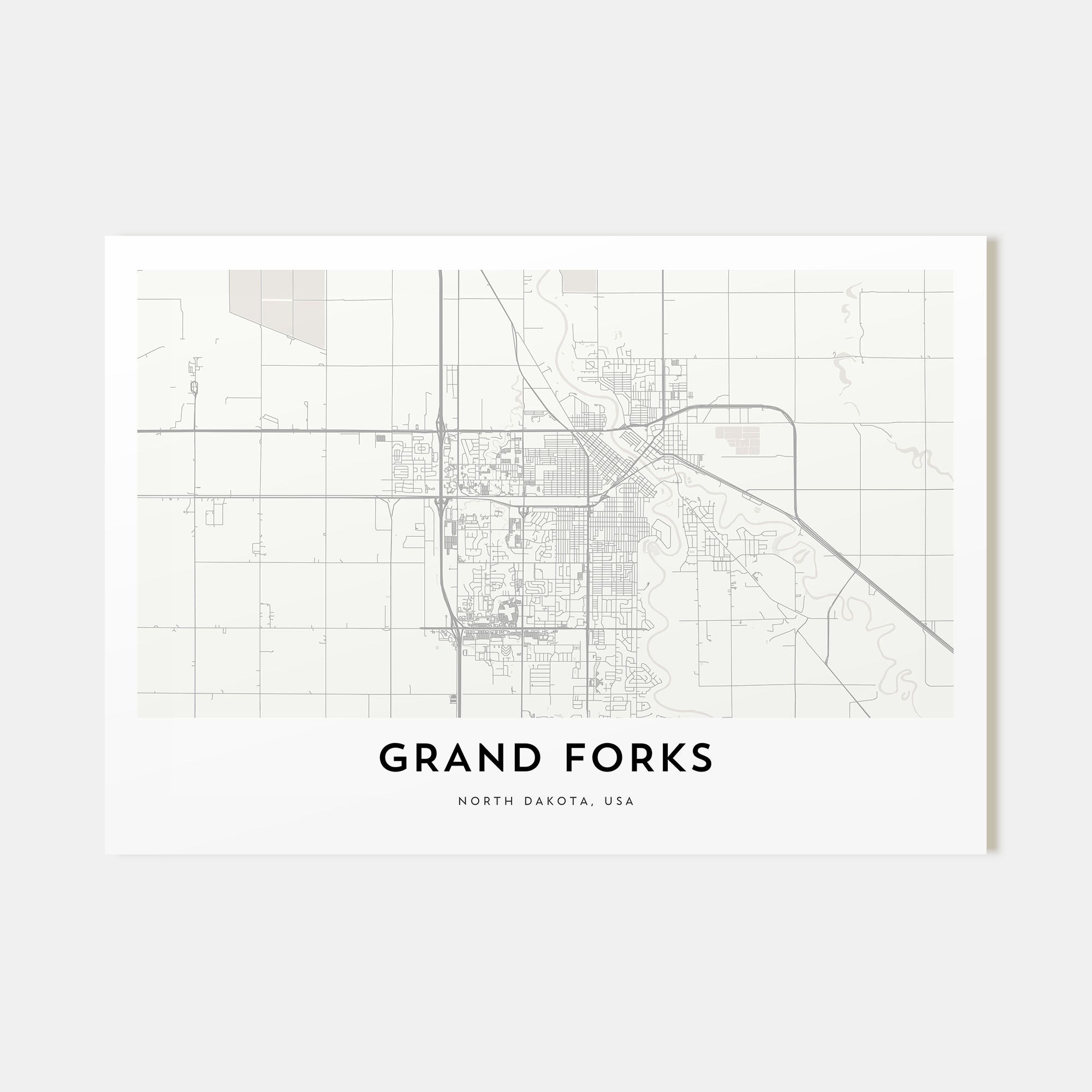 Grand Forks Map Landscape Poster