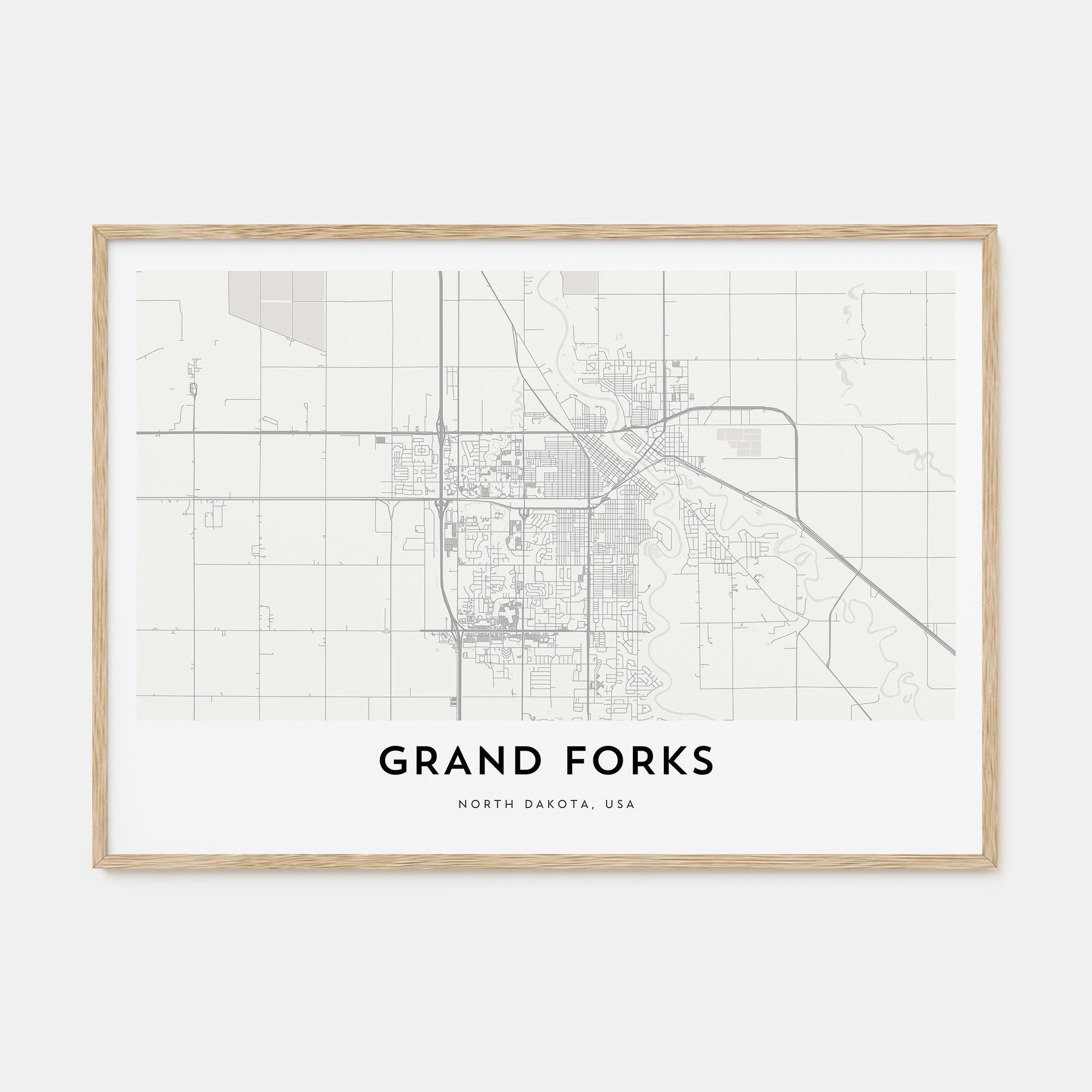Grand Forks Map Landscape Poster
