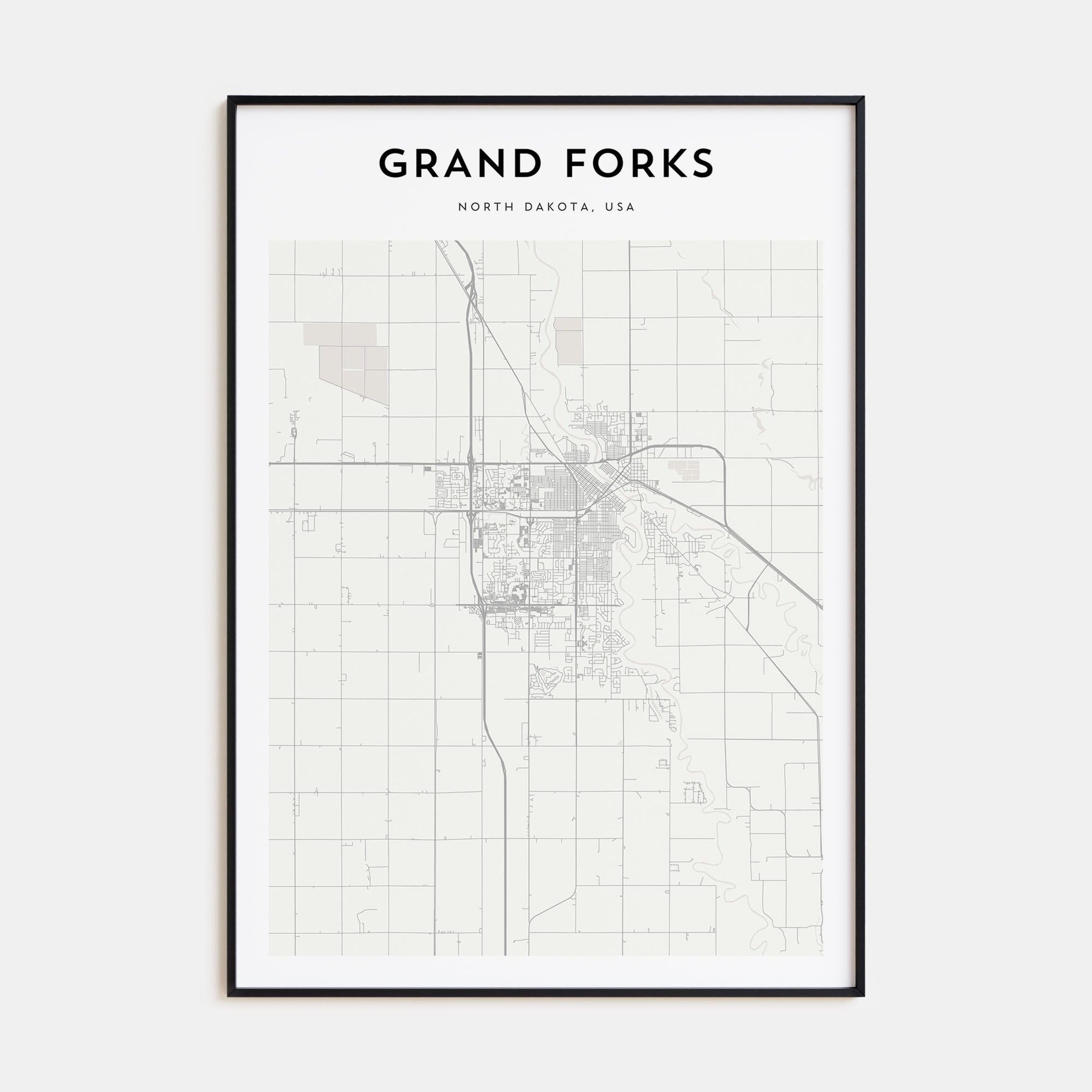 Grand Forks Map Portrait Poster