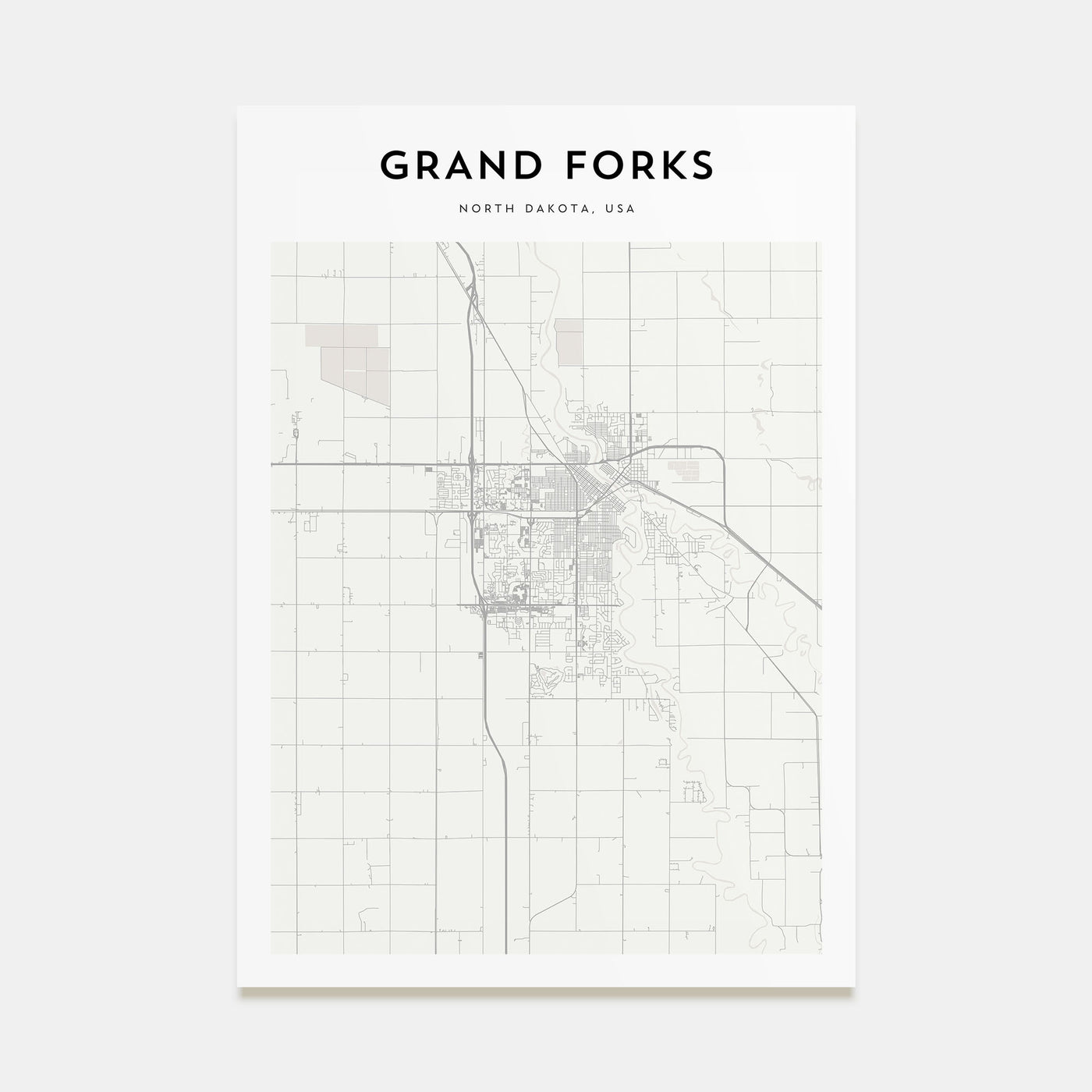 Grand Forks Map Portrait Poster