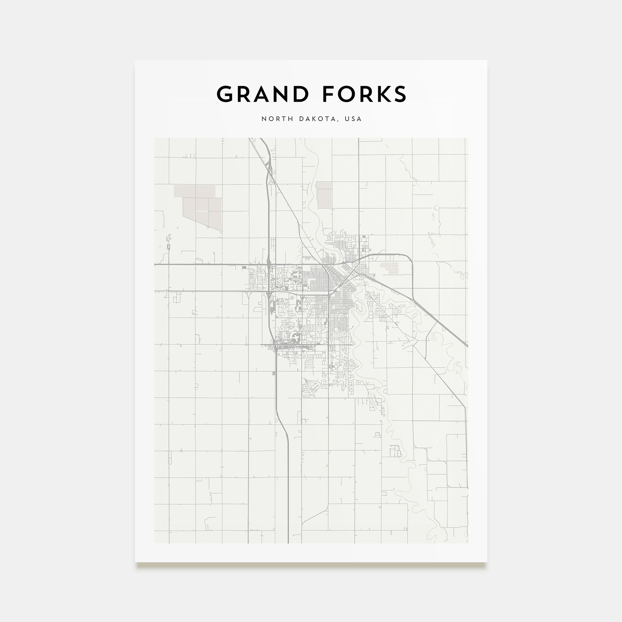 Grand Forks Map Portrait Poster