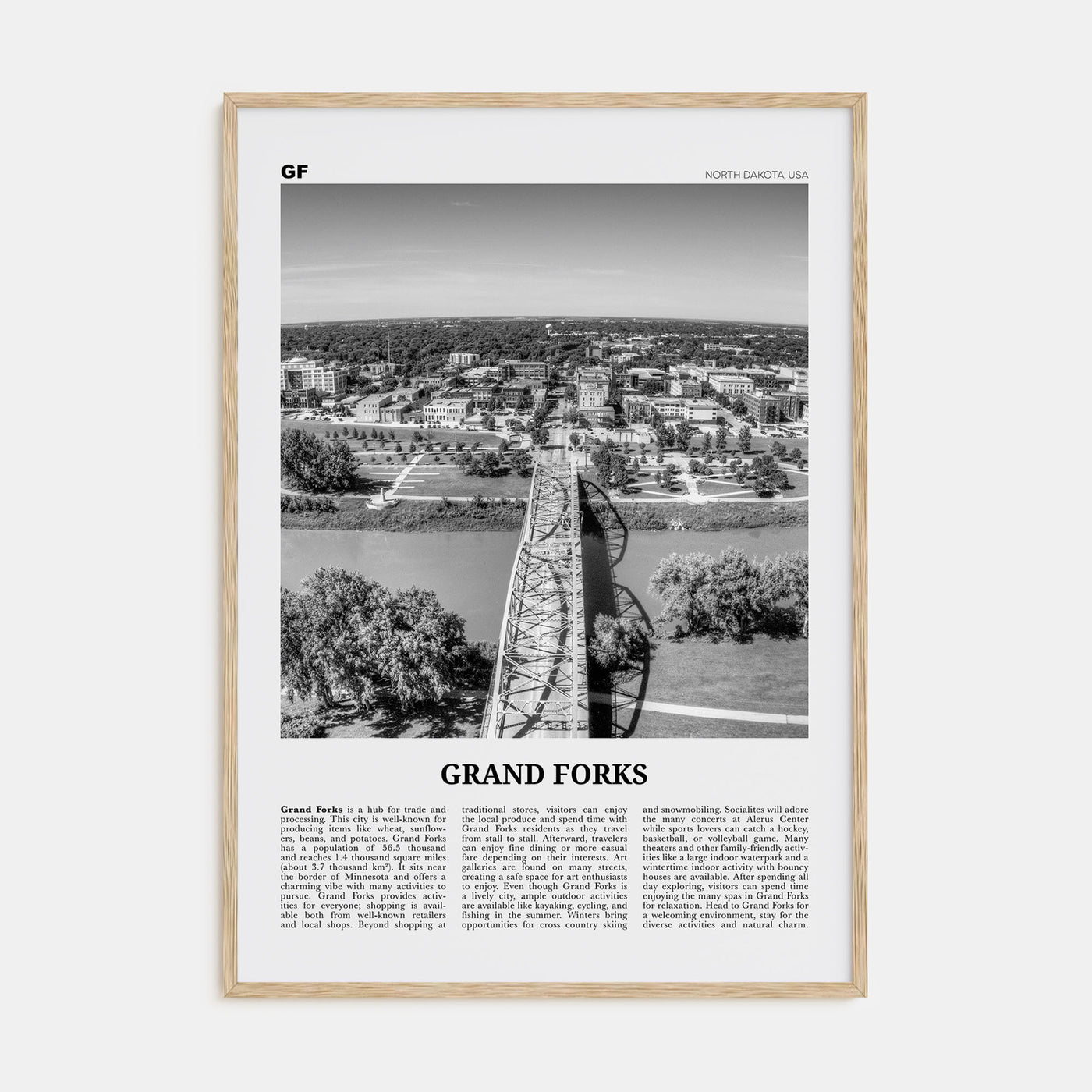 Grand Forks Travel B&W Poster