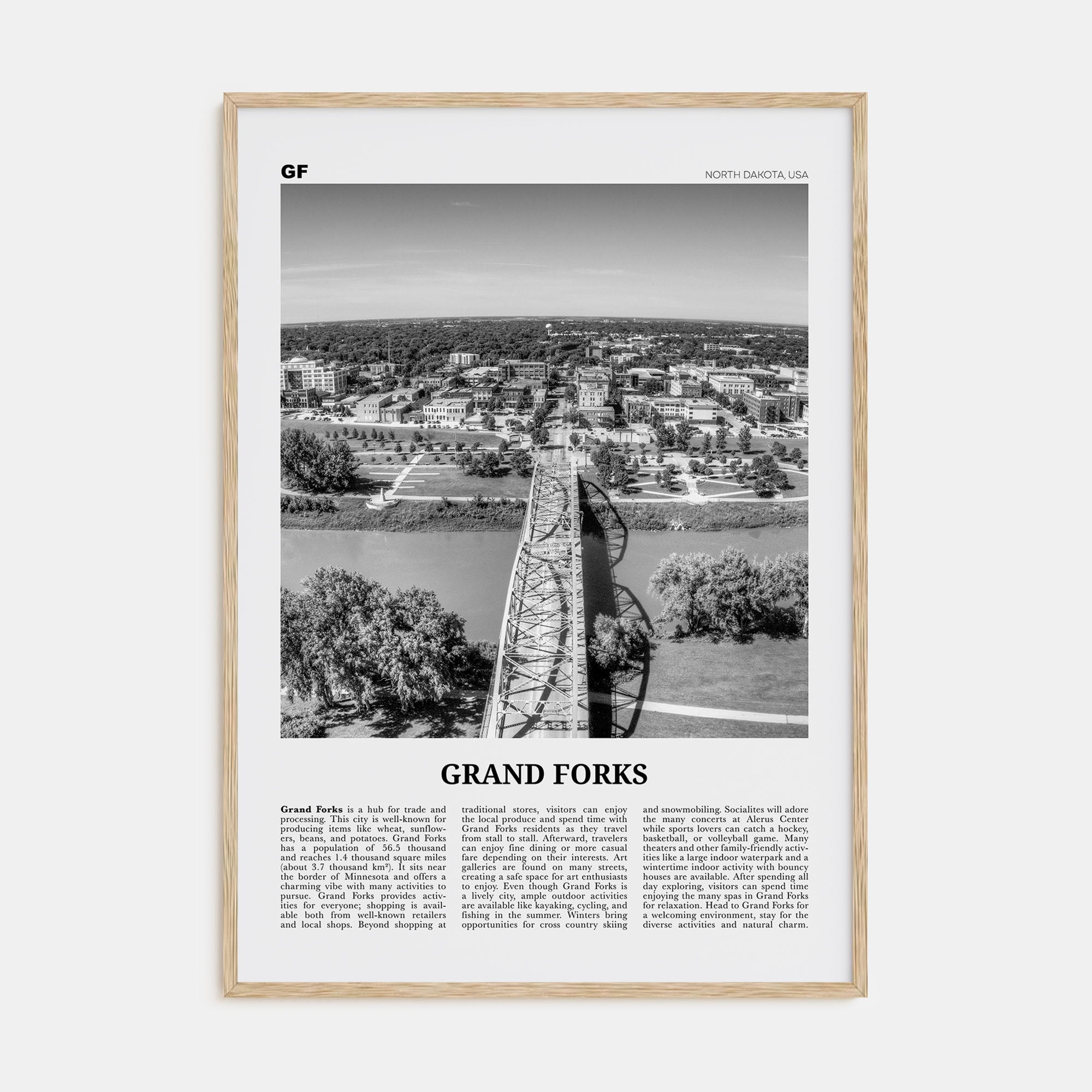 Grand Forks Travel B&W Poster