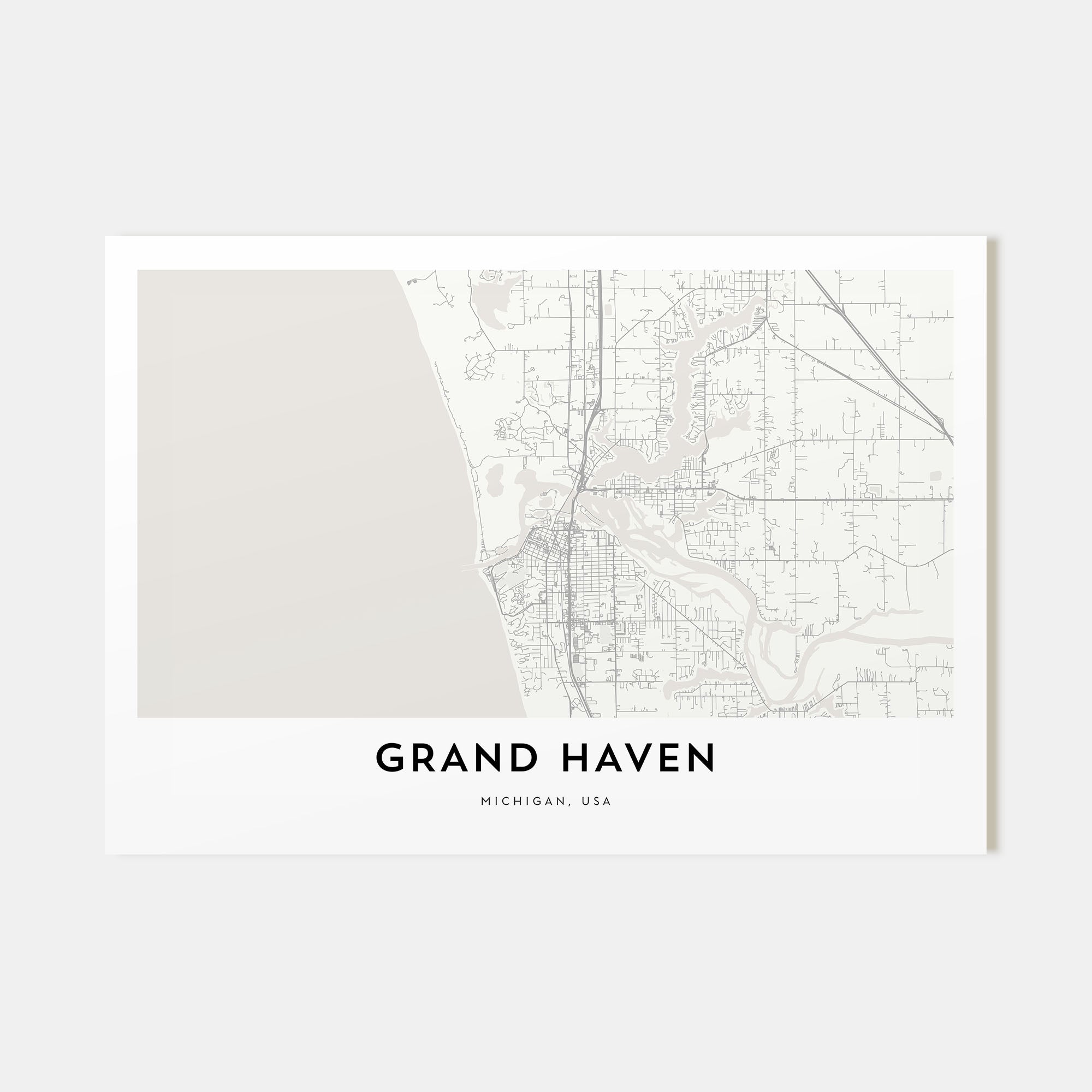Grand Haven Map Landscape Poster