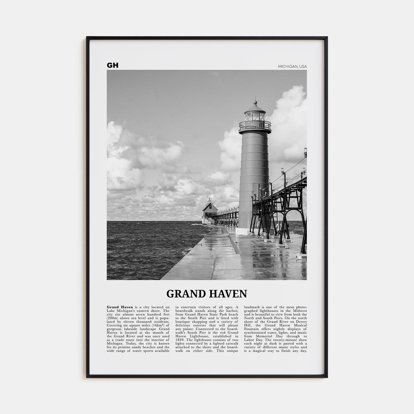 Grand Haven Travel B&W Poster