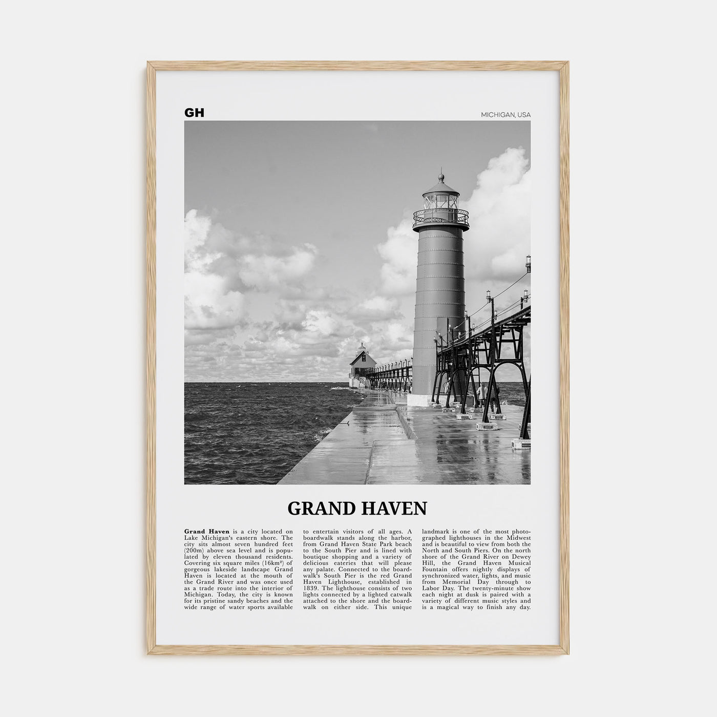 Grand Haven Travel B&W Poster