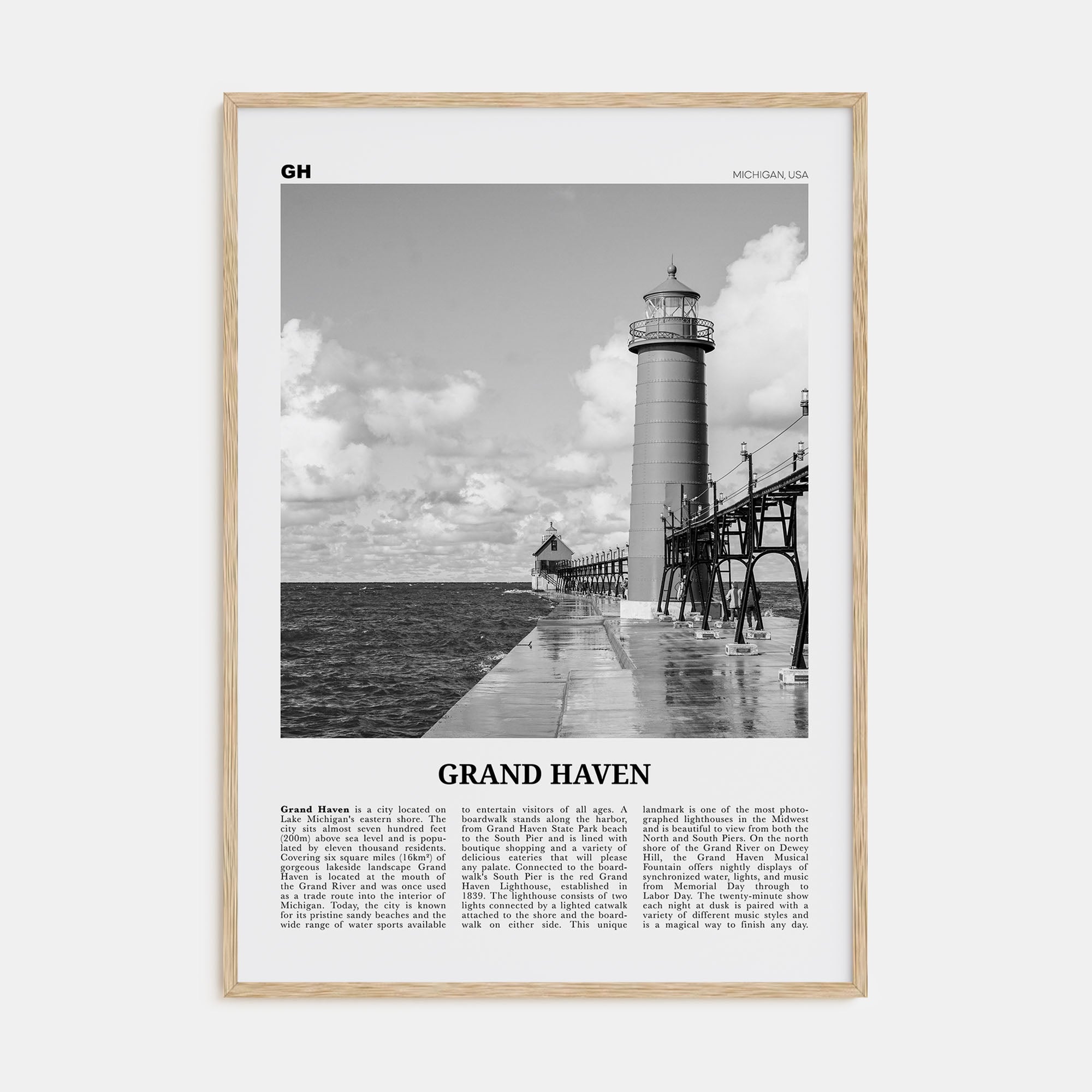 Grand Haven Travel B&W Poster