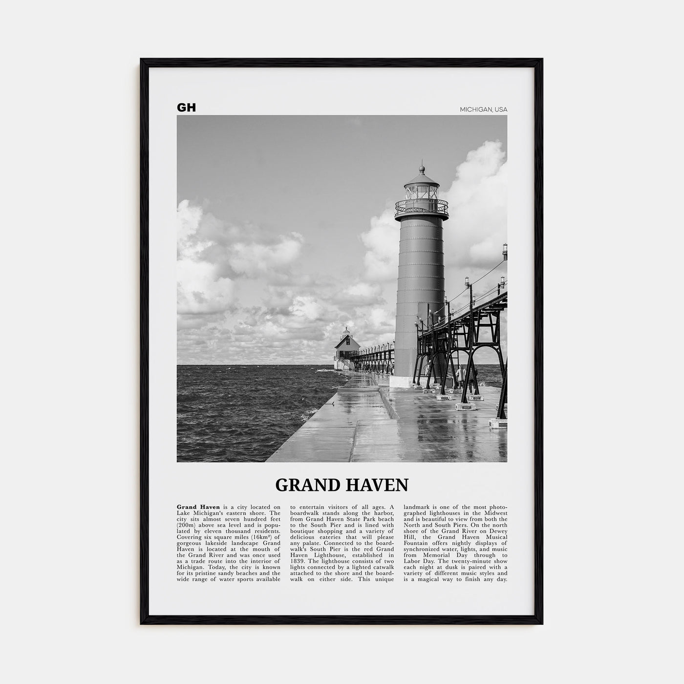 Grand Haven Travel B&W Poster