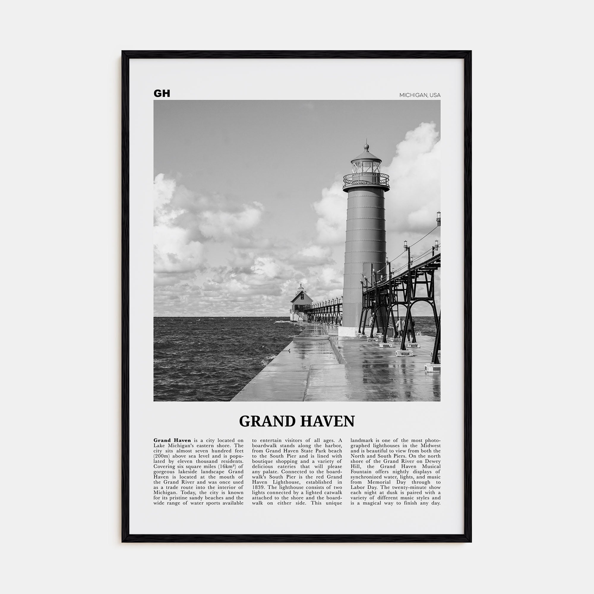 Grand Haven Travel B&W Poster