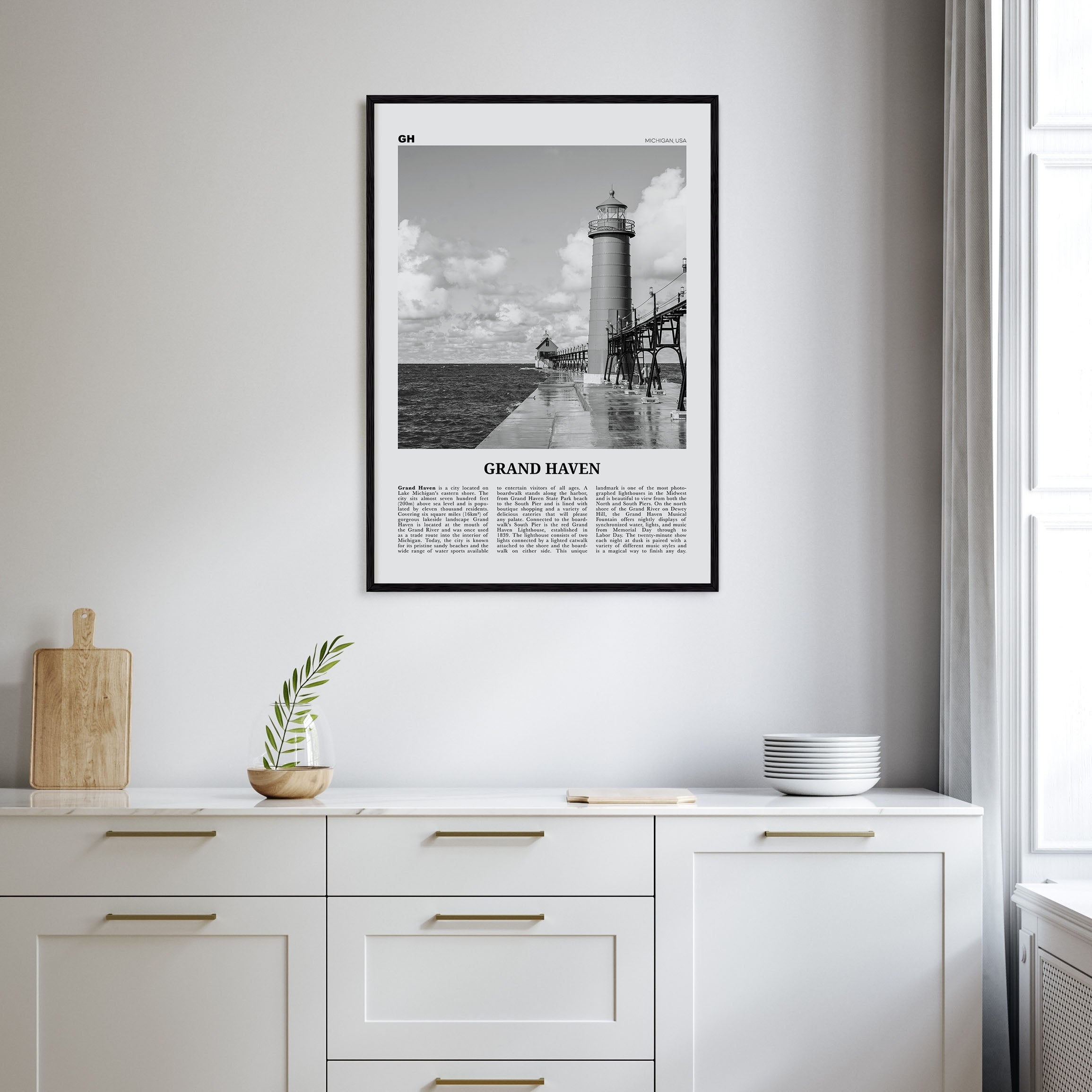 Grand Haven Travel B&W Poster