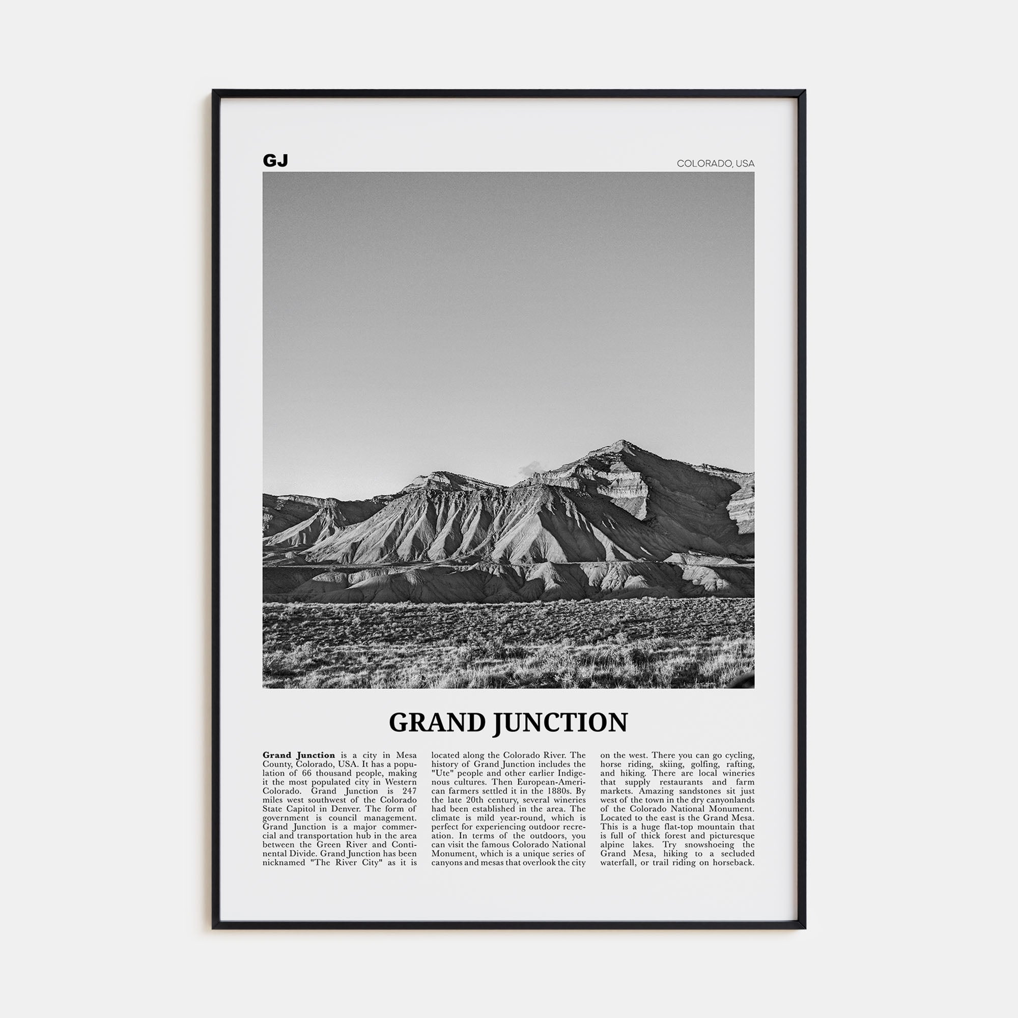 Grand Junction Travel B&W Poster