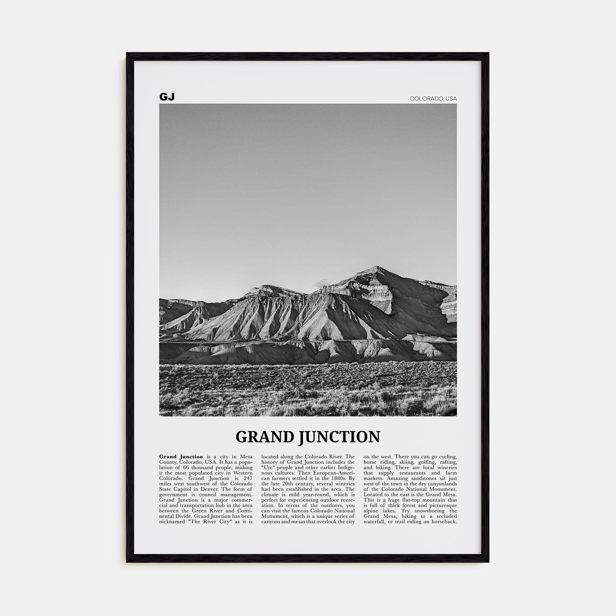 Grand Junction Travel B&W Poster