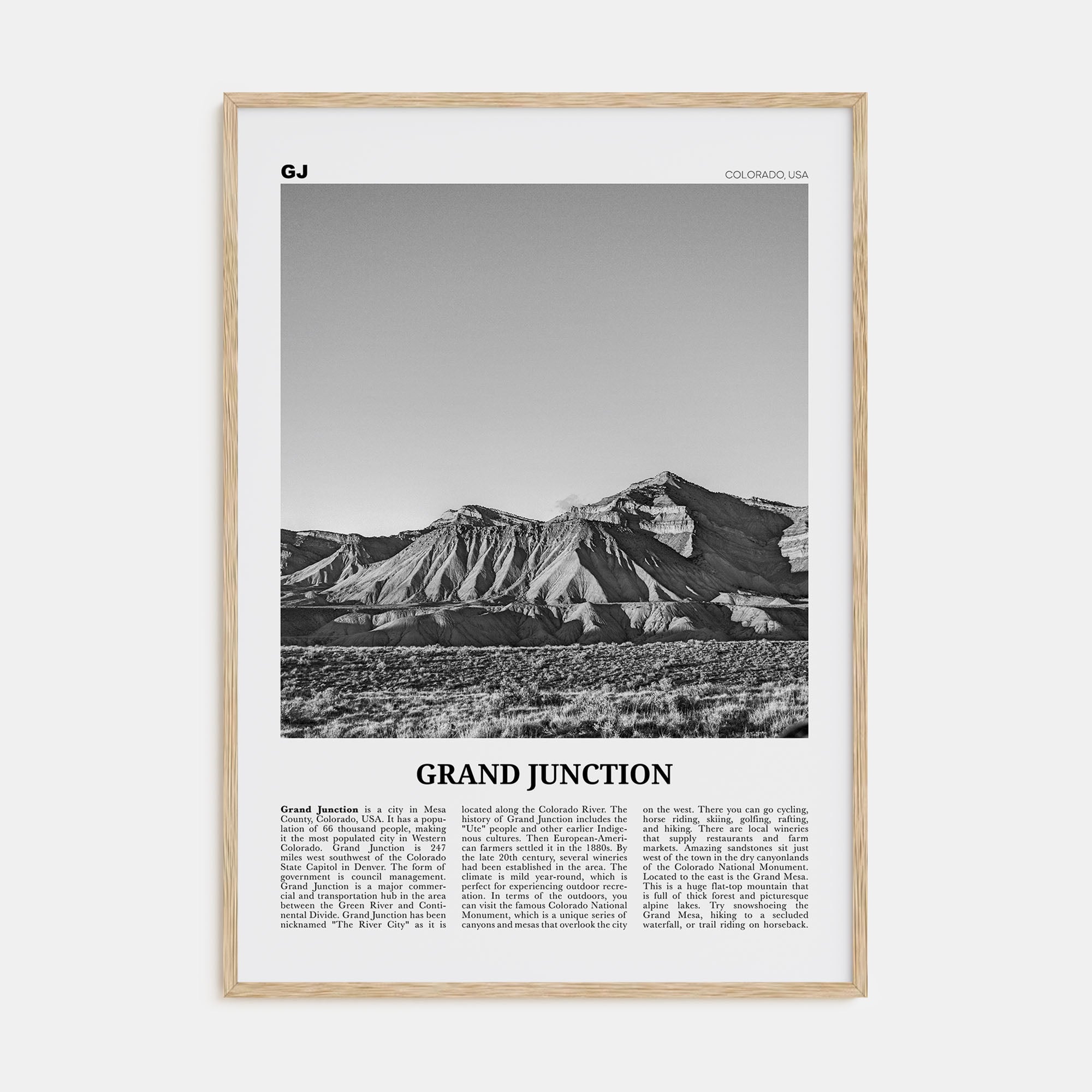 Grand Junction Travel B&W Poster