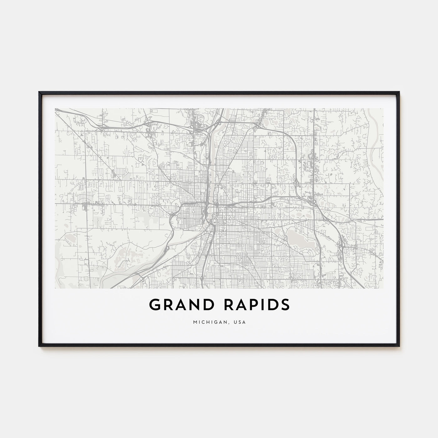 Grand Rapids Map Landscape Poster