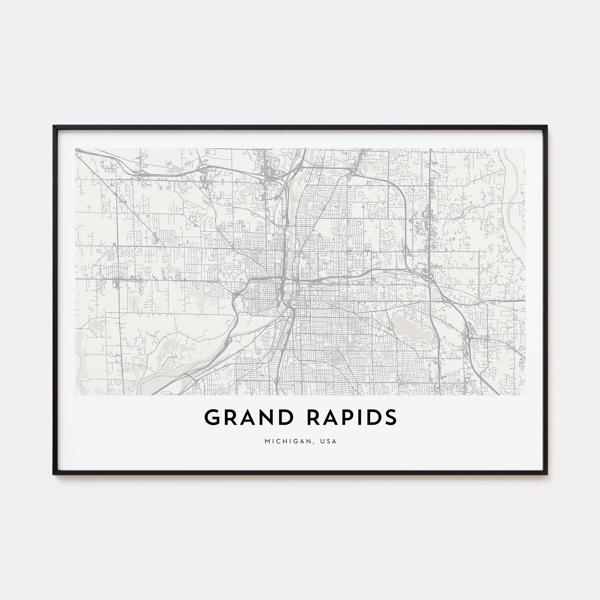 Grand Rapids Map Landscape Poster