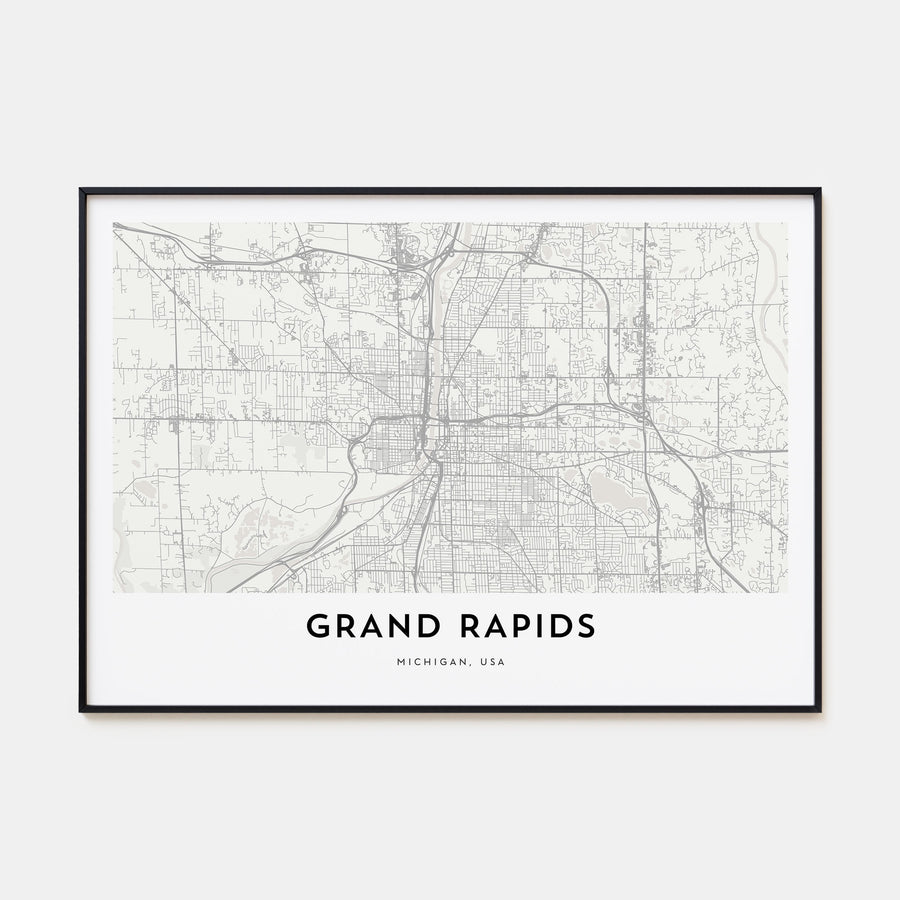 Grand Rapids Map Landscape Poster