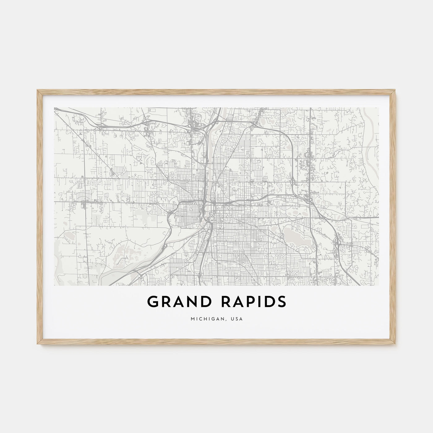 Grand Rapids Map Landscape Poster