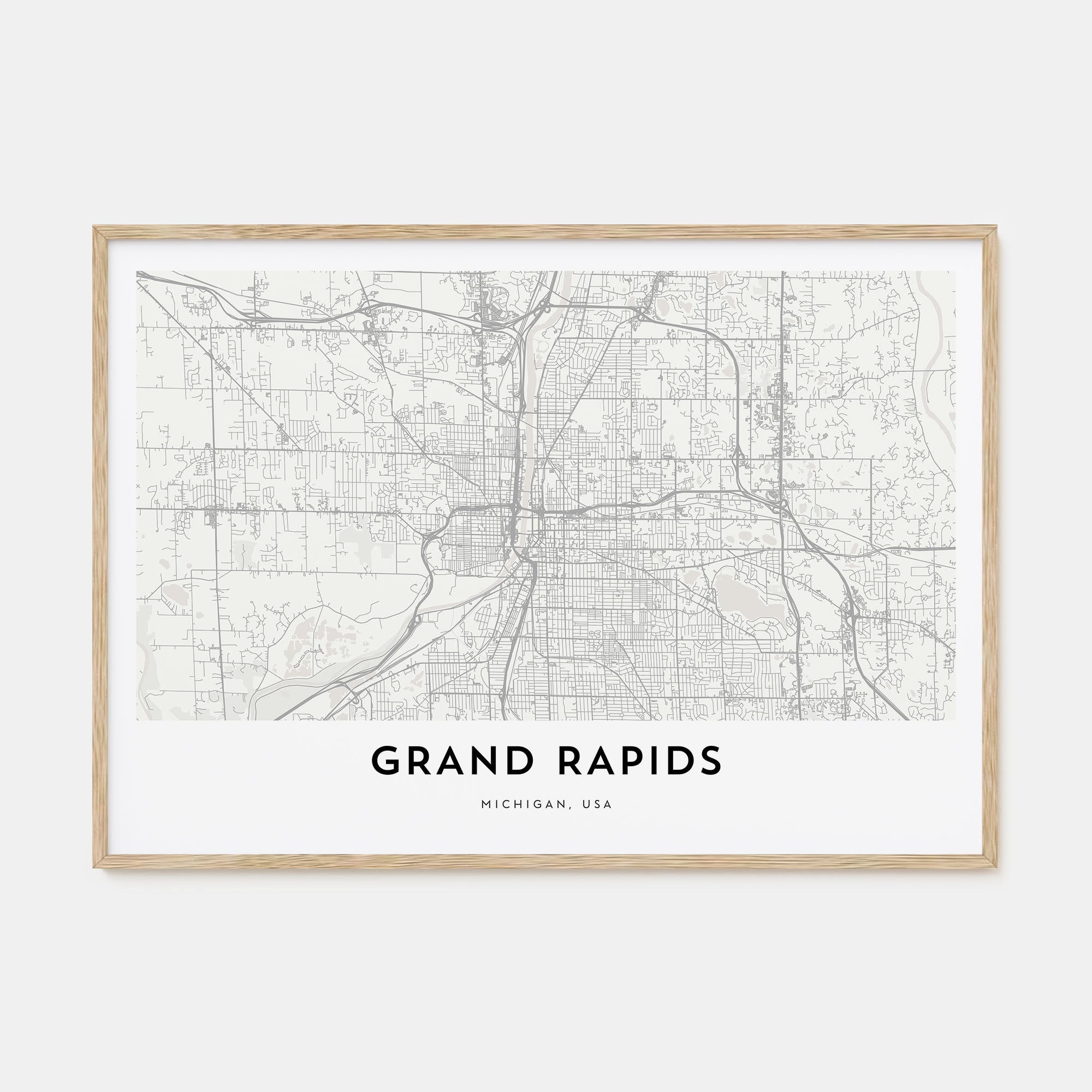 Grand Rapids Map Landscape Poster